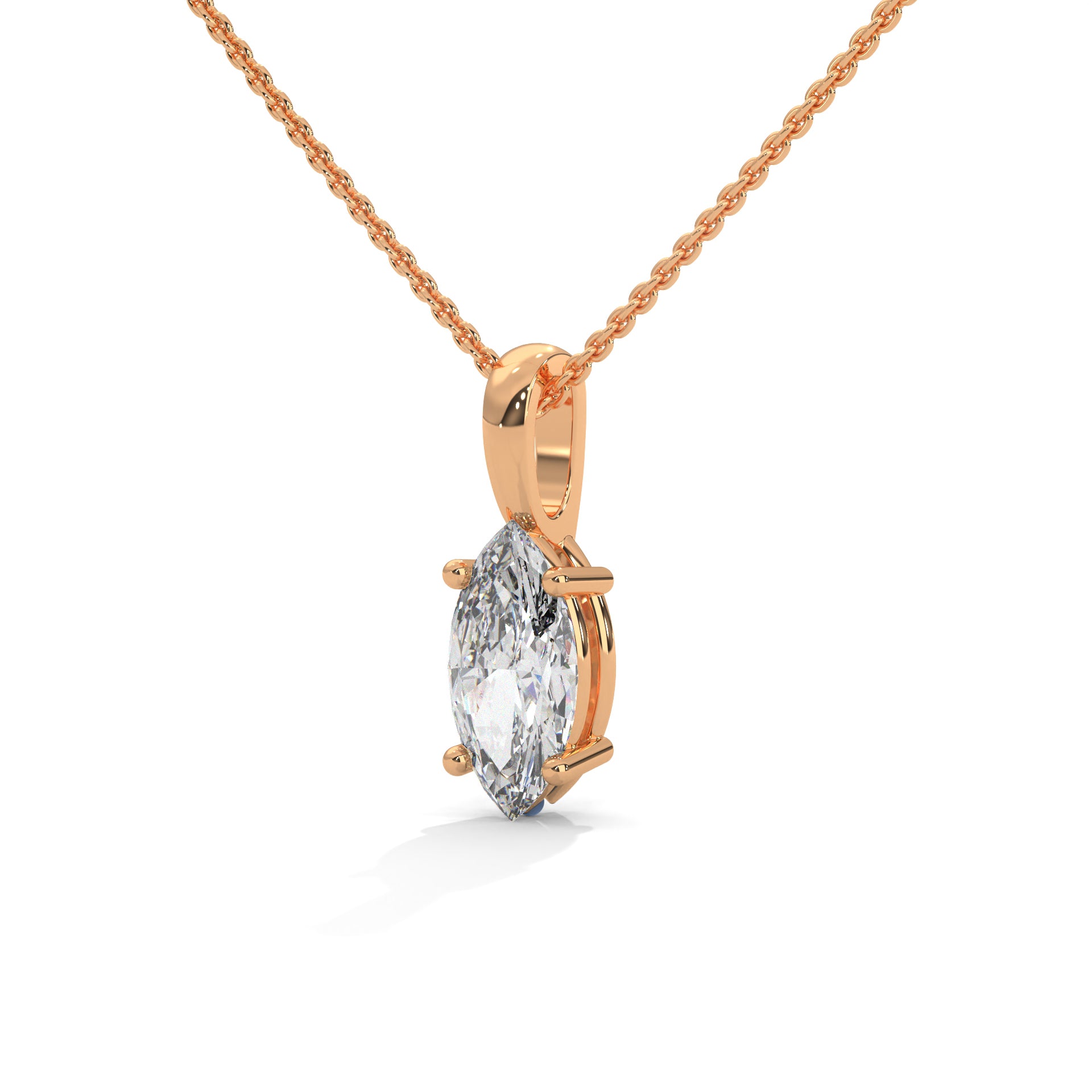 Ethereal Grace Marquise-Cut Diamond Pendant Necklace 1.25ct | 14K Gold |16”&18” Chain