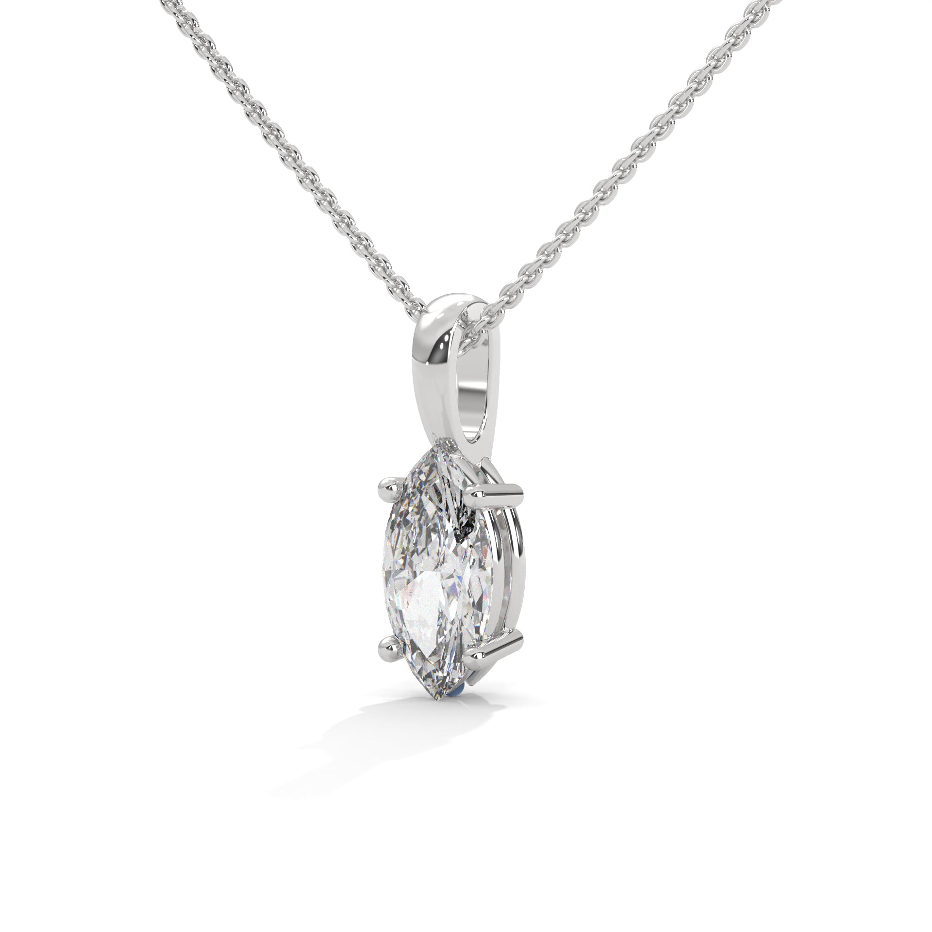Ethereal Grace Marquise-Cut Diamond Pendant Necklace 1.25ct | 14K Gold |16”&18” Chain