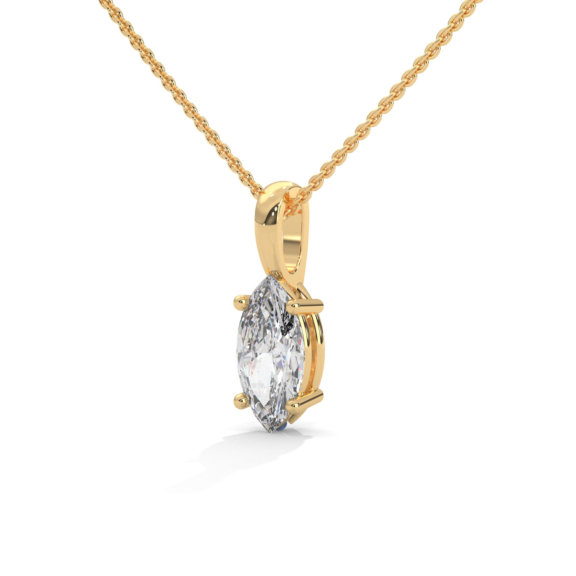 Ethereal Grace Marquise-Cut Diamond Pendant Necklace 1.25ct | 14K Gold |16”&18” Chain