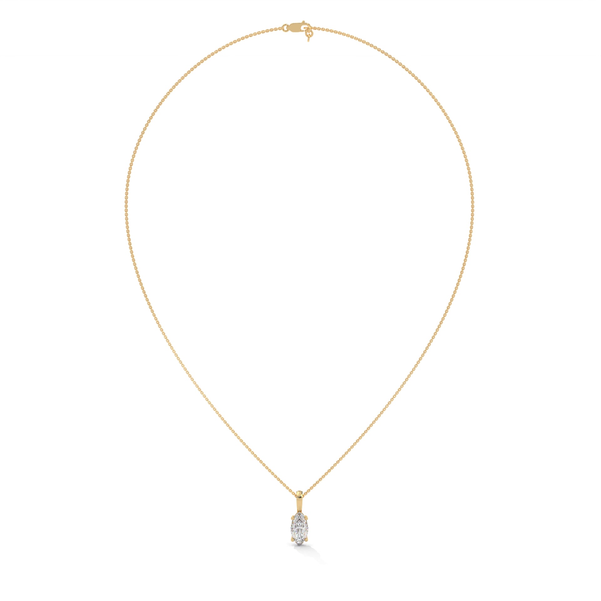 Ethereal Grace Marquise-Cut Diamond Pendant Necklace 1.25ct | 14K Gold |16”&18” Chain