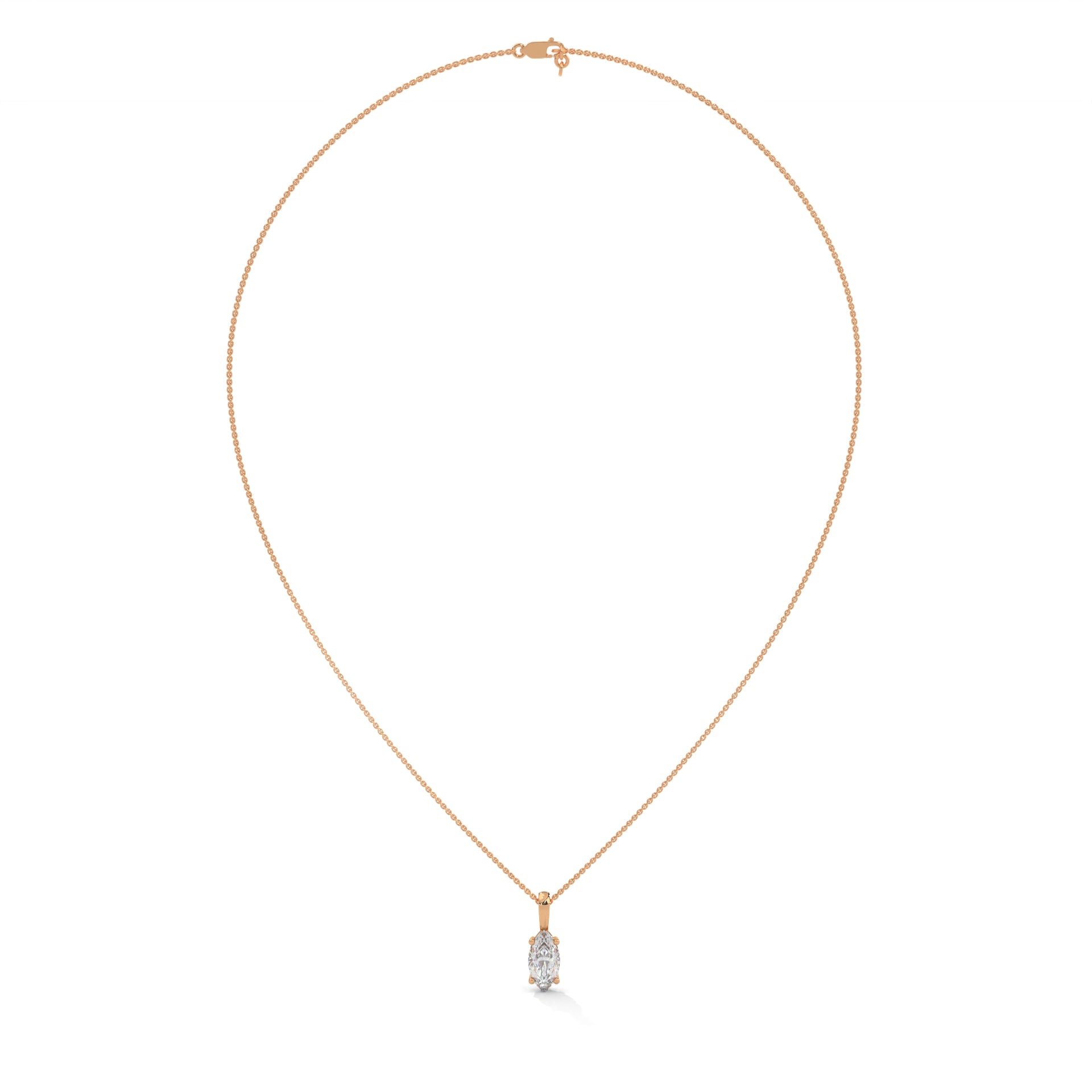 Ethereal Grace Marquise-Cut Diamond Pendant Necklace 1.25ct | 14K Gold |16”&18” Chain