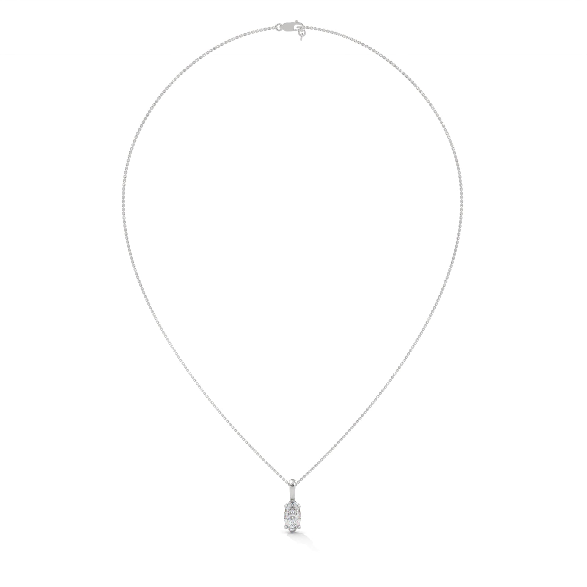 Ethereal Grace Marquise-Cut Diamond Pendant Necklace 1.25ct | 14K Gold |16”&18” Chain