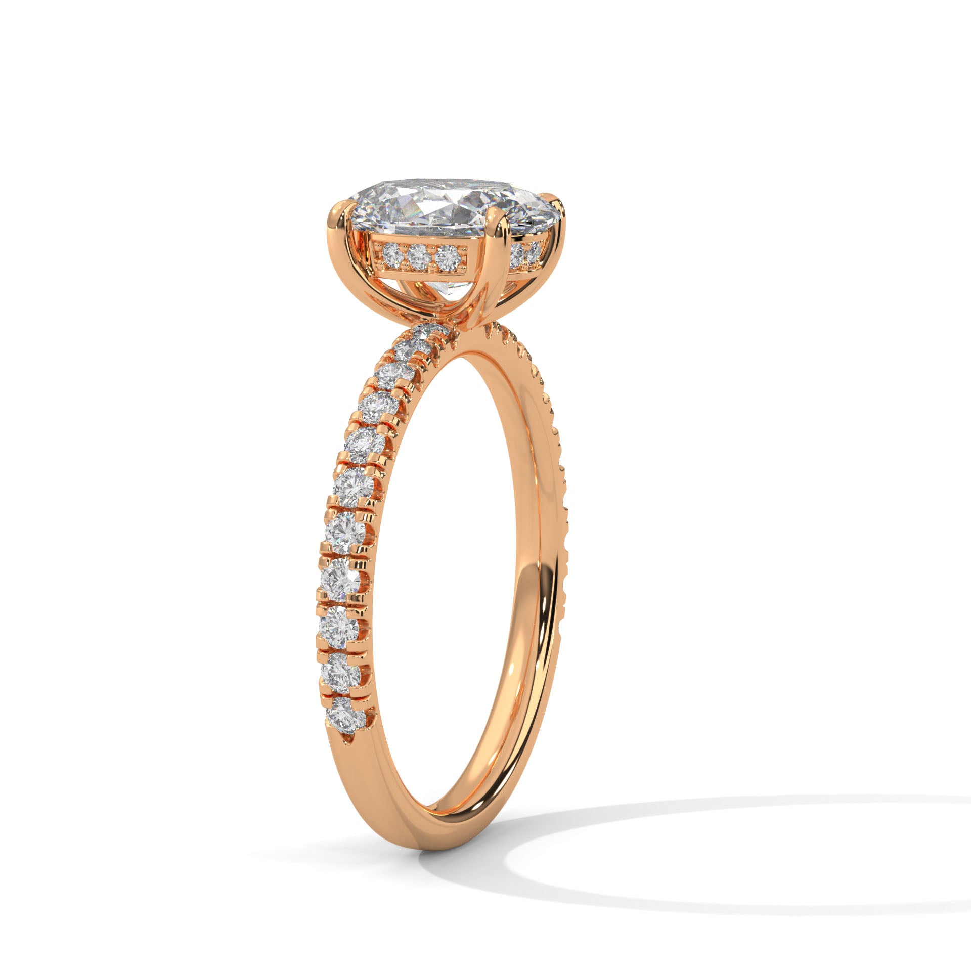 Pave 2.46 ctw Oval cut Lab-Grown Diamond Engagement Ring | F-VS1