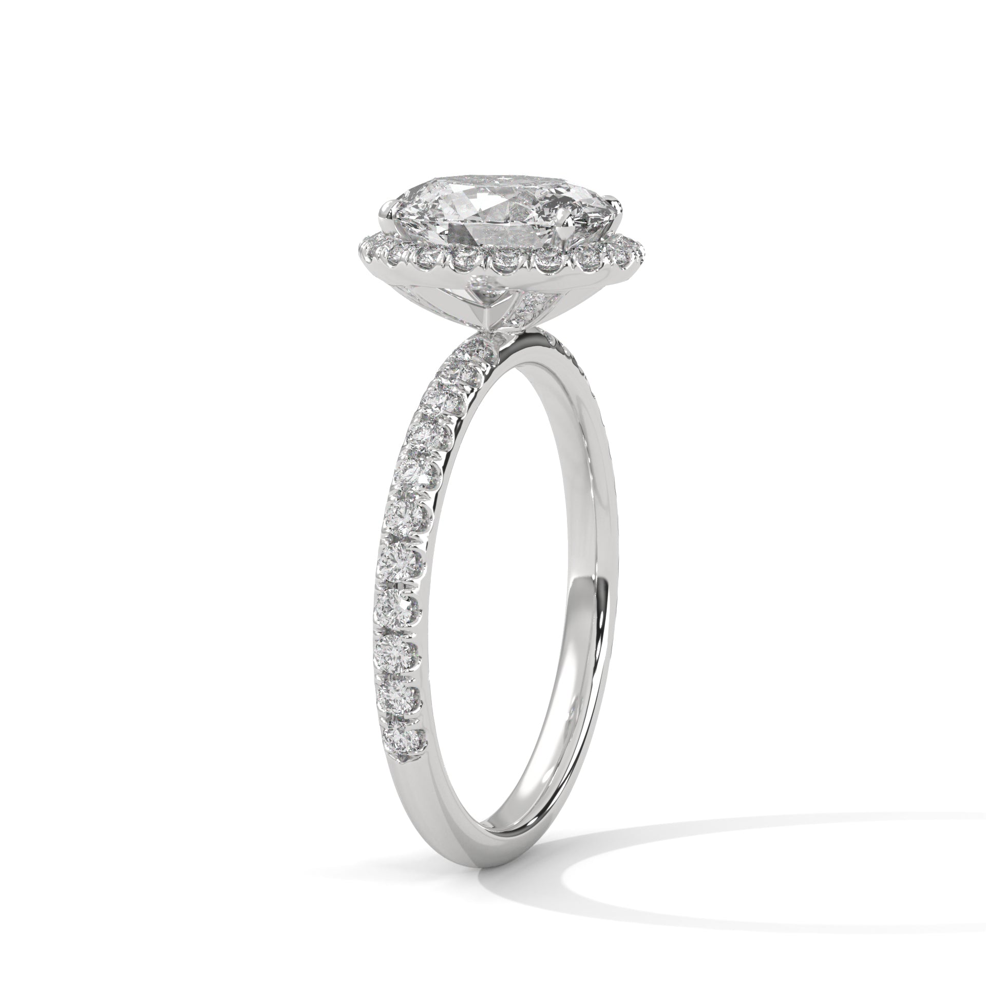 Fiorella 1.5ct Oval Lab-Grown Diamond Halo Engagement Ring | 1.98 CTW