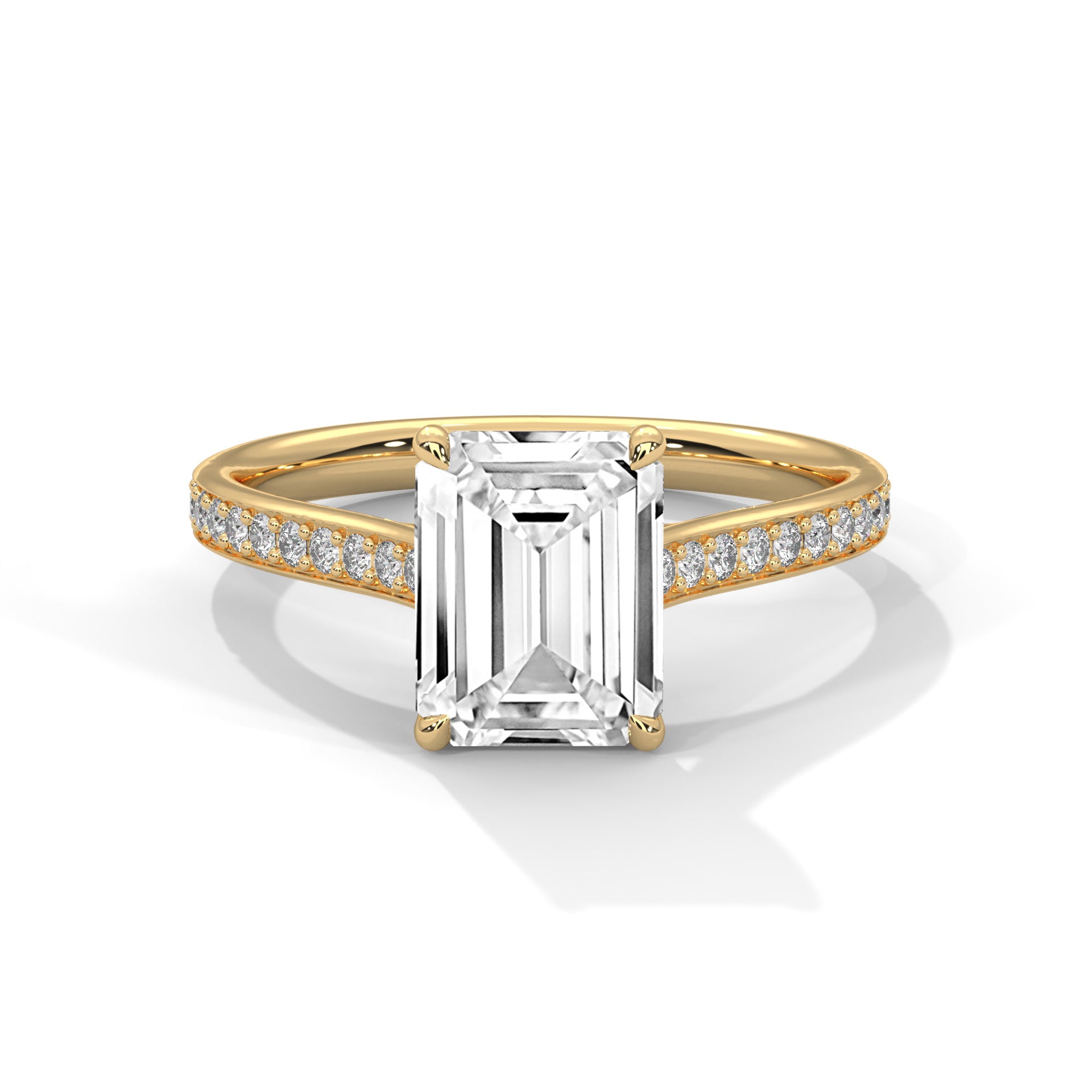 Elegant Pave 1.5 CT Emerald-Cut Lab Grown Diamond Ring | 1.74 CTW