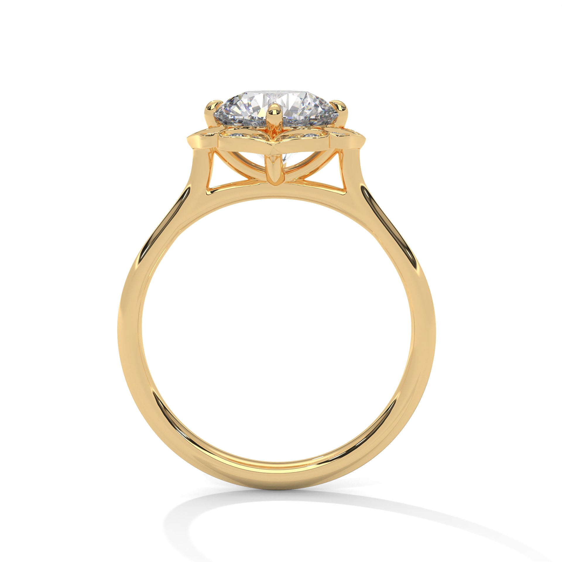 Regal Bloom 2.12 CTW Round-Cut Diamond Floral Halo Ring | E-VS1