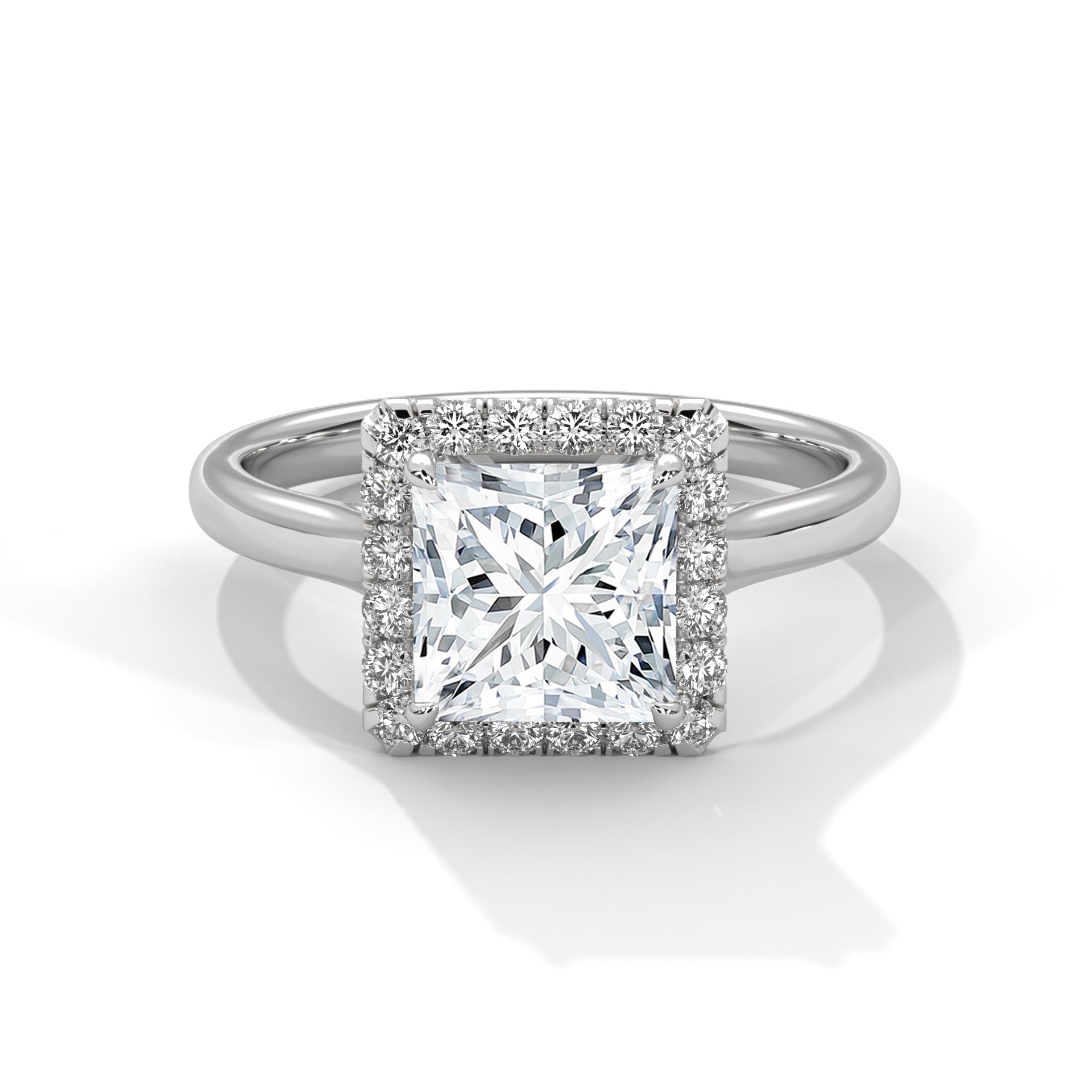 3 CT Halo Radiance Princess-Cut Lab Grown Diamond Ring | 3.20 CTW