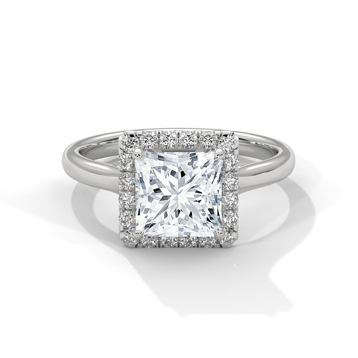 Stunning Princess-Cut Engagement Halo Ring with 2ct Lab-Grown Diamond (F VS)