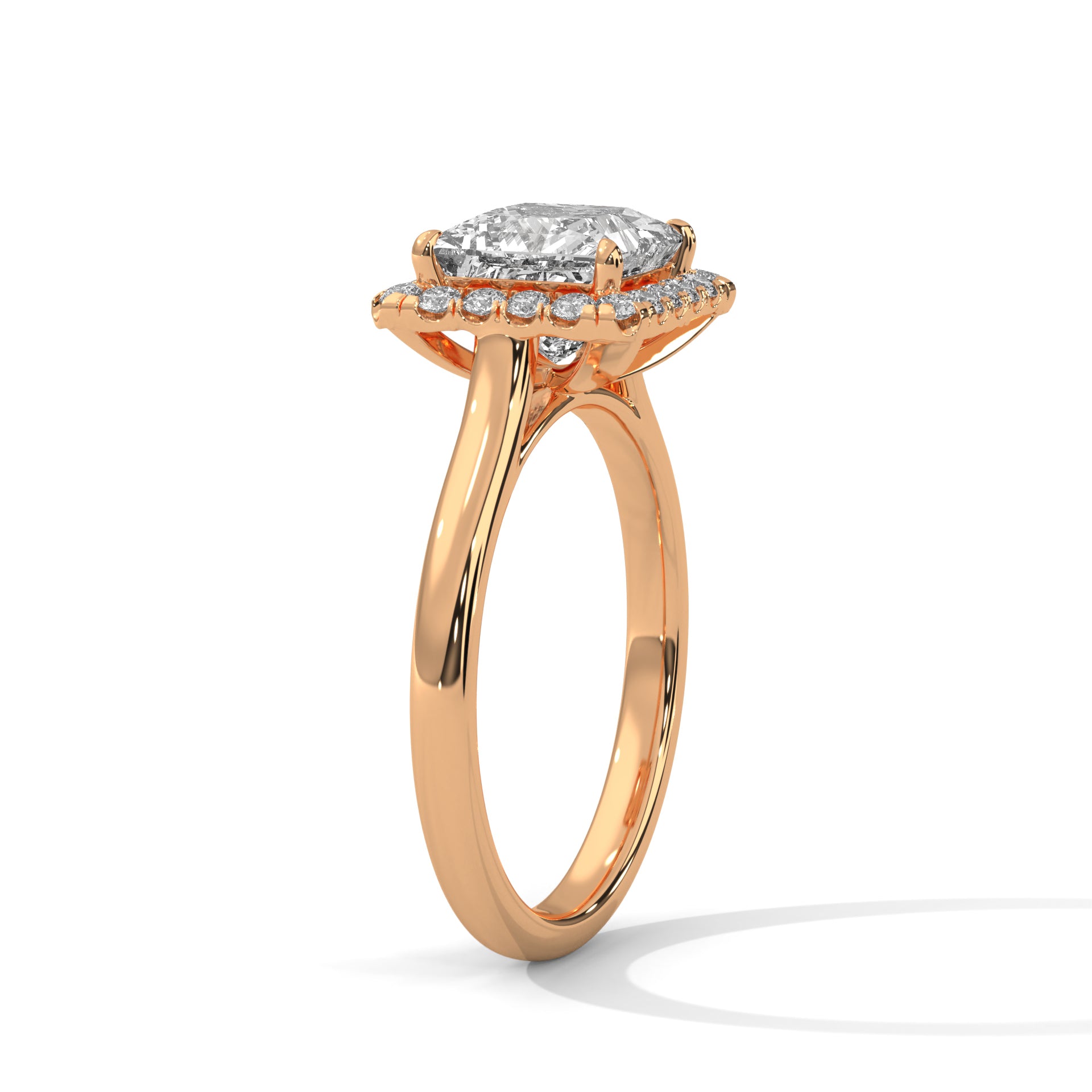 3 CT Halo Radiance Princess-Cut Lab Grown Diamond Ring | 3.20 CTW