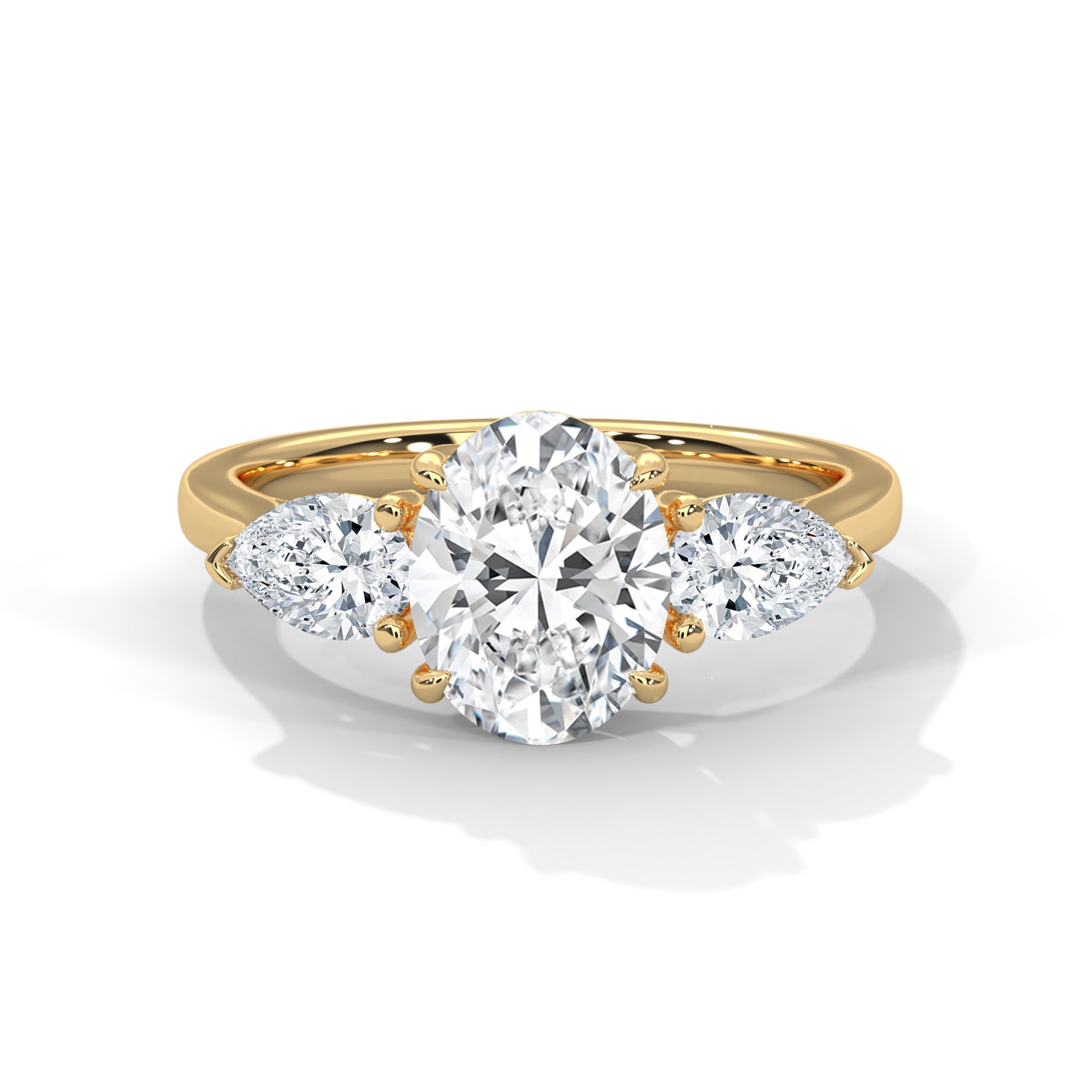 3-Stone Lab-Grown Diamond Ring 2ct Oval with 1/2ct Pear Side Stones (3 CTW)