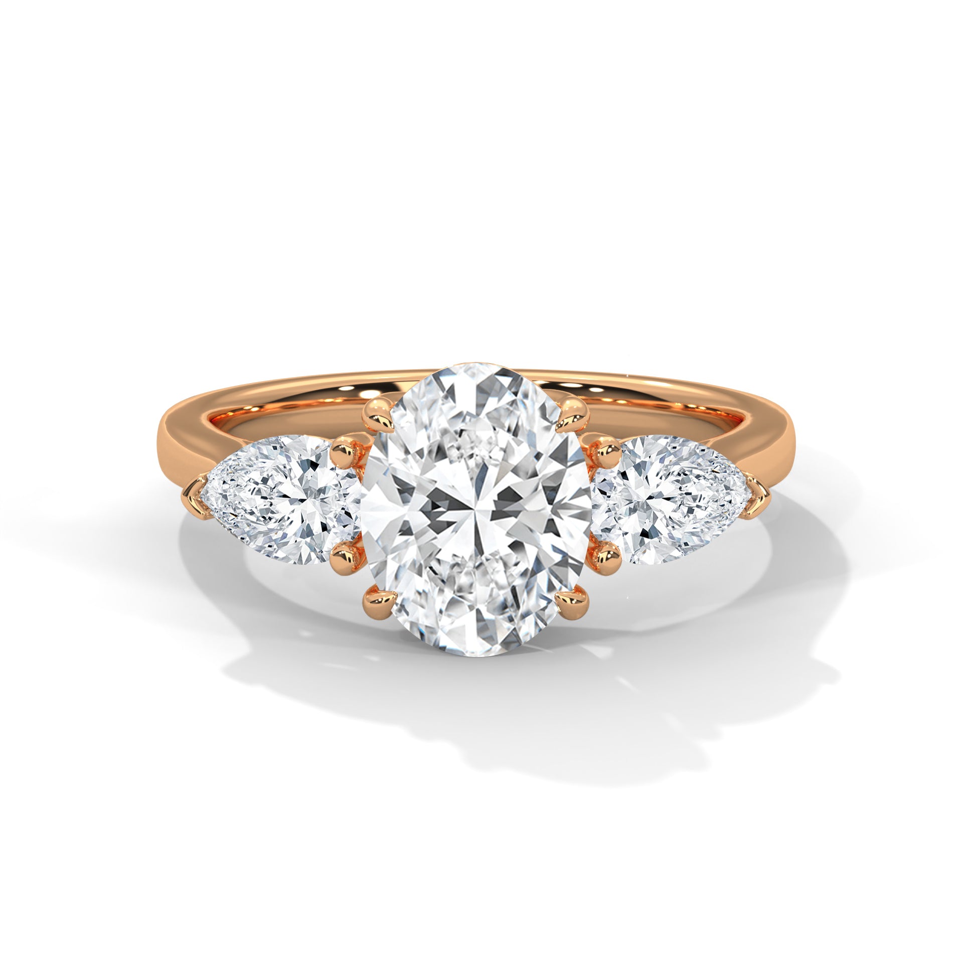 3-Stone Lab-Grown Diamond Ring 2ct Oval with 1/2ct Pear Side Stones (3 CTW)