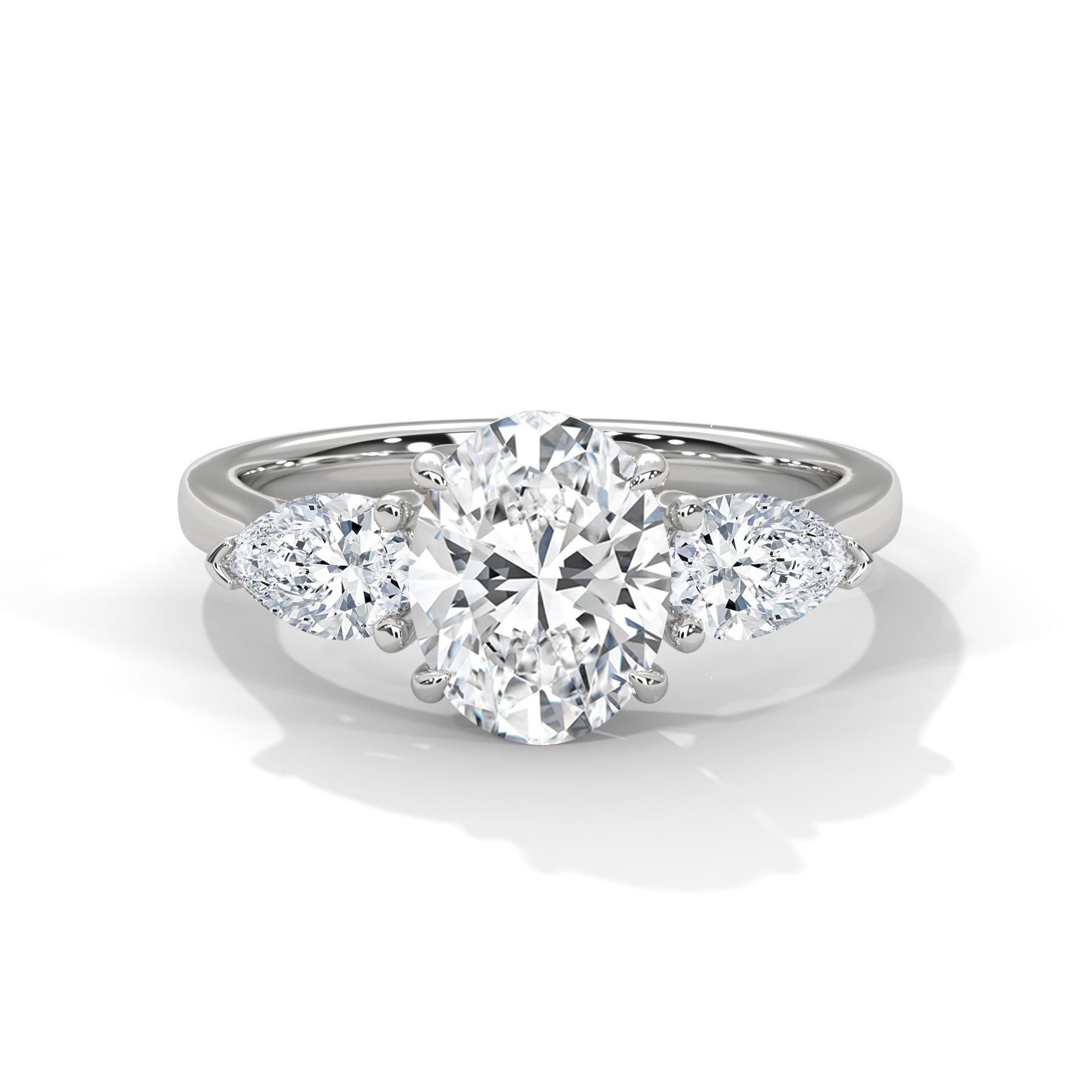 3-Stone Lab-Grown Diamond Ring 2ct Oval with 1/2ct Pear Side Stones (3 CTW)