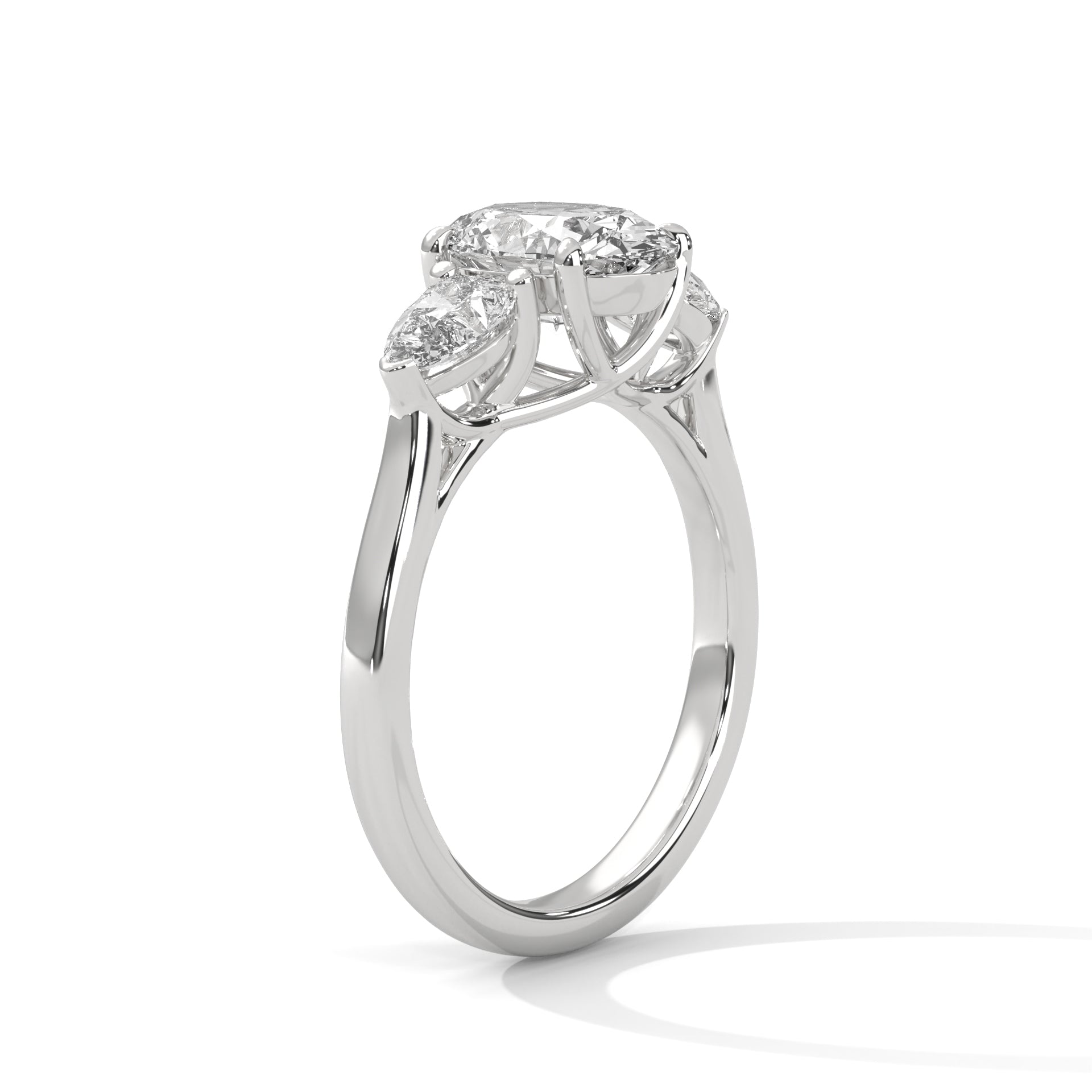 3-Stone Lab-Grown Diamond Ring 2ct Oval with 1/2ct Pear Side Stones (3 CTW)
