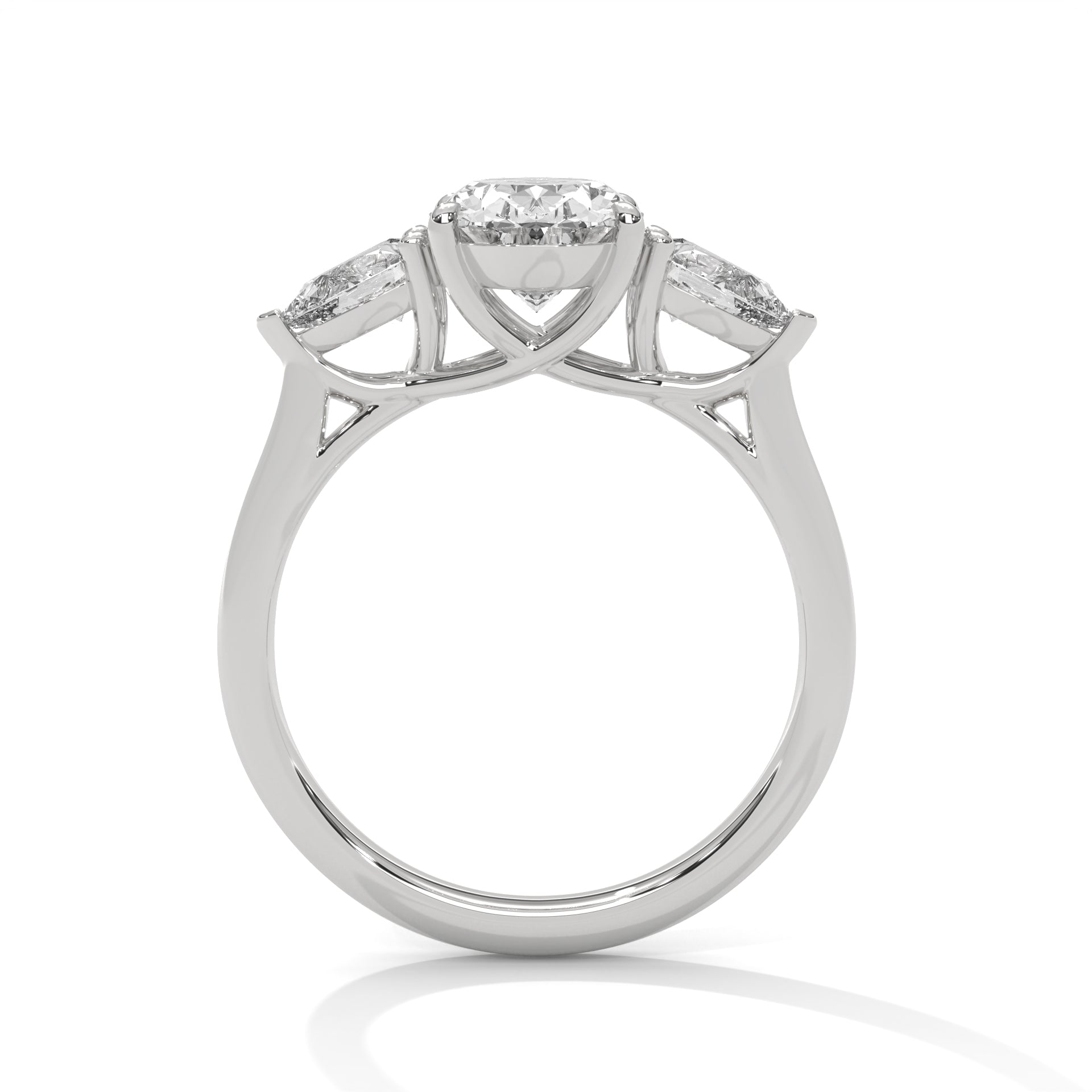 3-Stone Lab-Grown Diamond Ring 2ct Oval with 1/2ct Pear Side Stones (3 CTW)