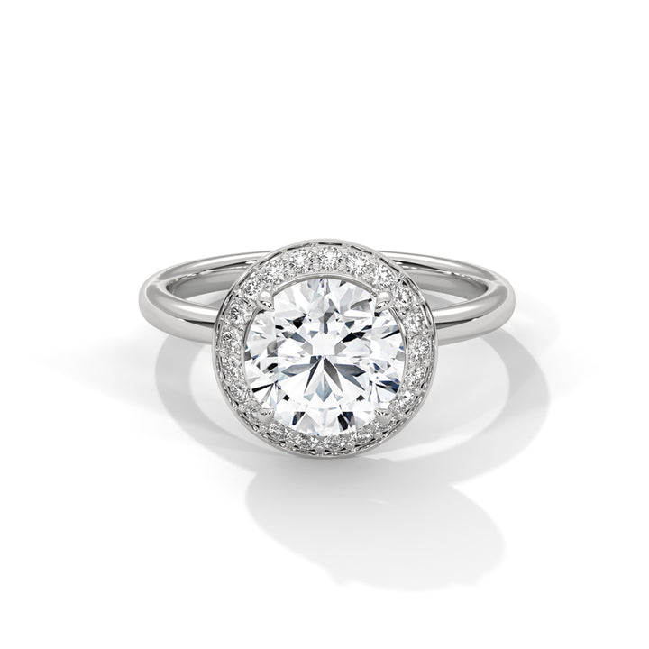 Halo Round-Cut Engagement Ring with 2ct Lab-Grown Diamond (F VS)