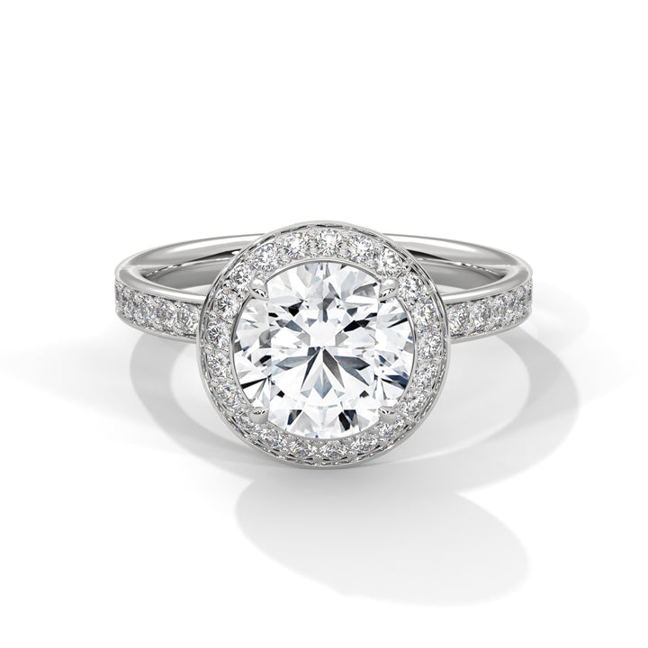 Halo-Pave Engagement Ring with 2ct Lab-Grown Round Diamond (F VS)