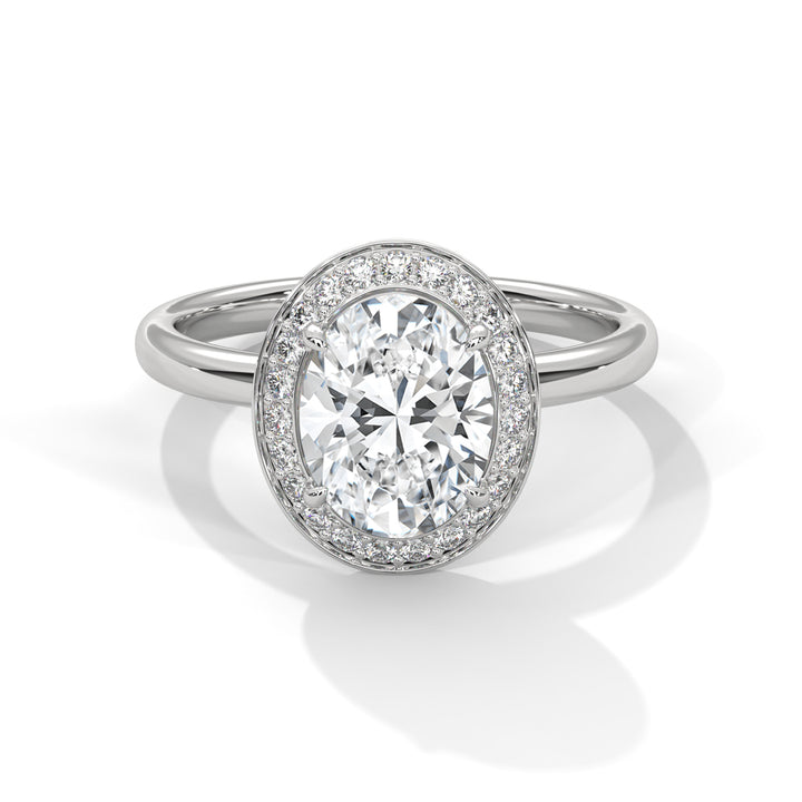 Halo Oval-Cut Engagement Ring with 2ct Lab-Grown Diamond (F VS1)