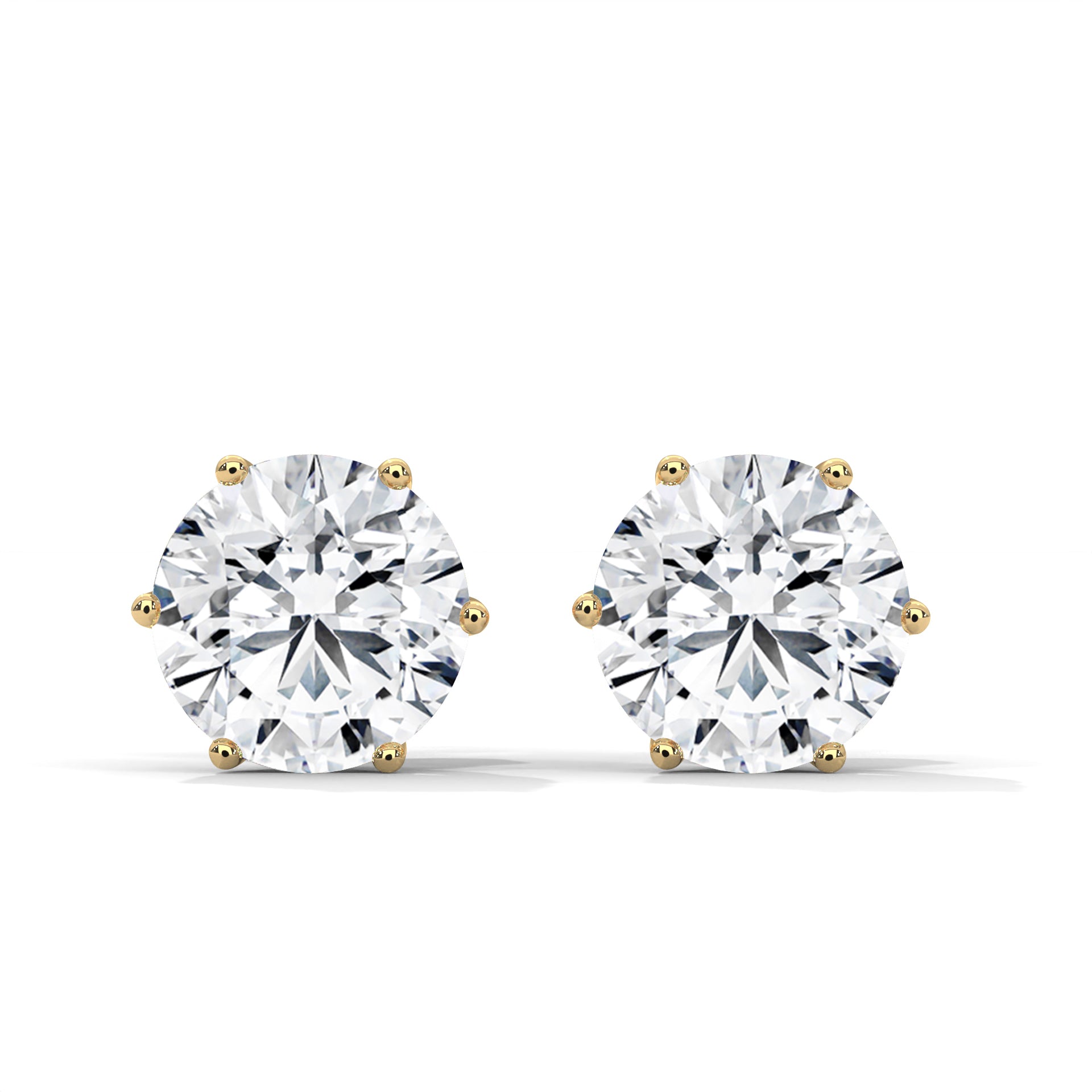 Classic Round-Cut Diamond Stud Earrings in 14K Gold | 2-6 CTW