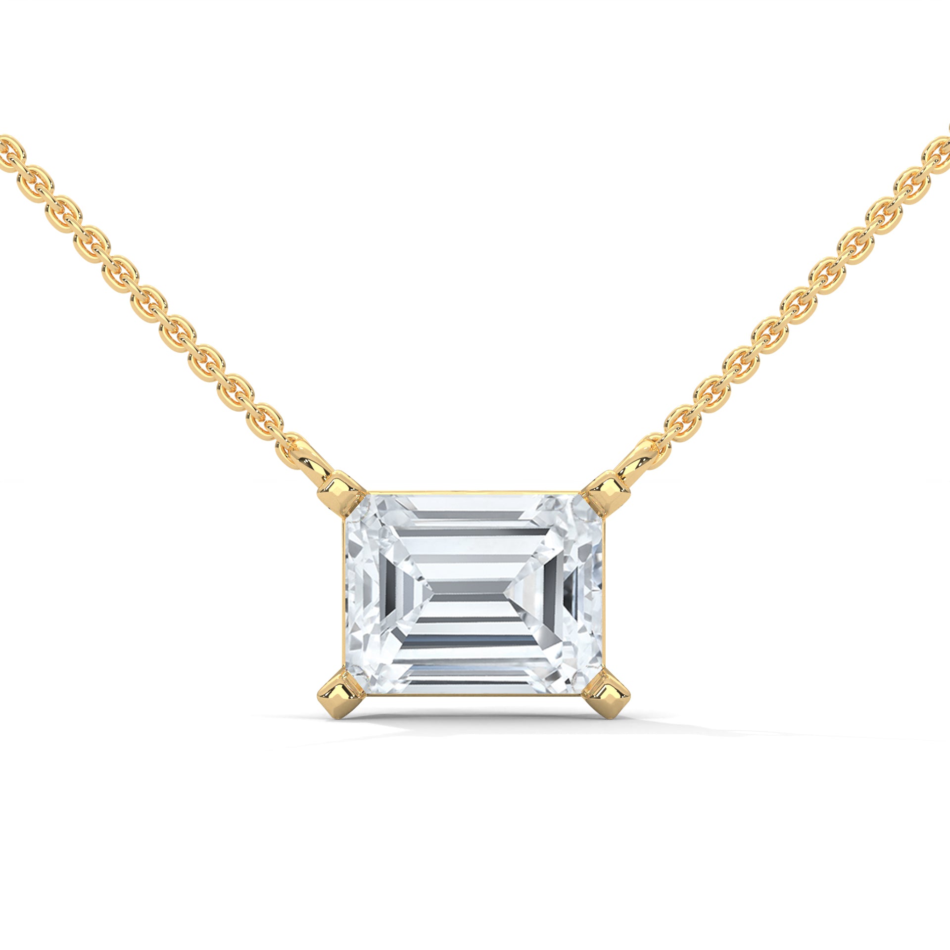 Timeless Brilliance Emerald-Cut Diamond Pendant Necklace 1.50ct | 14K Gold | 16”&18” Chain