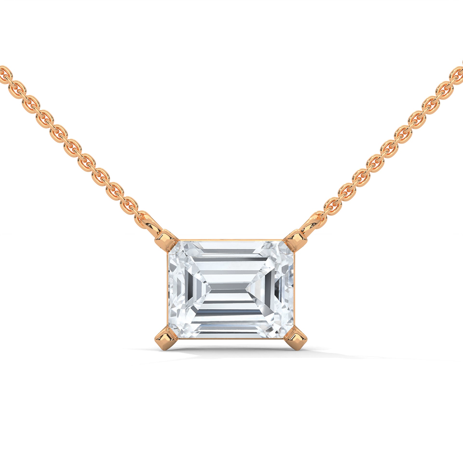 Timeless Brilliance Emerald-Cut Diamond Pendant Necklace 1.50ct | 14K Gold | 16”&18” Chain
