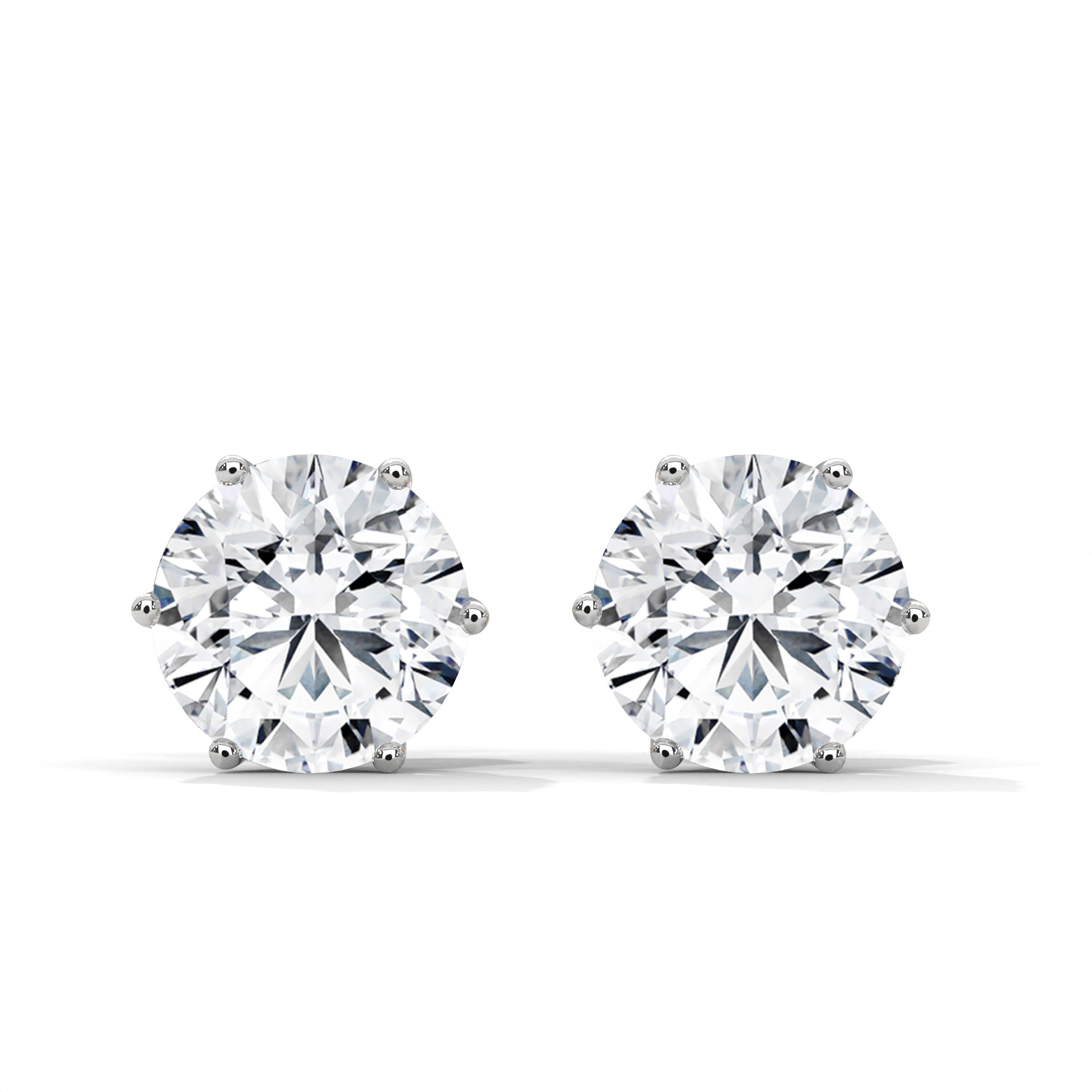 Classic Round-Cut Diamond Stud Earrings in 14K Gold | 2-6 CTW