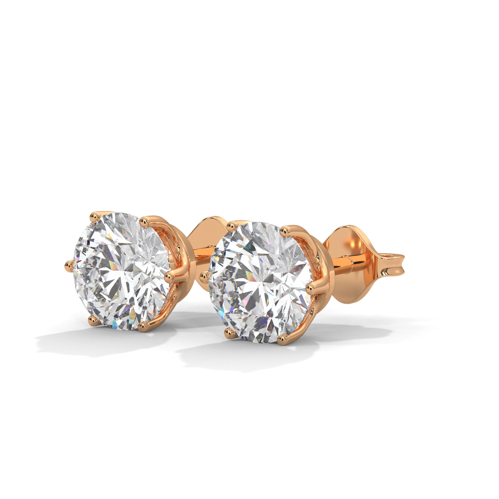 Classic Round-Cut Diamond Stud Earrings in 14K Gold | 2-6 CTW