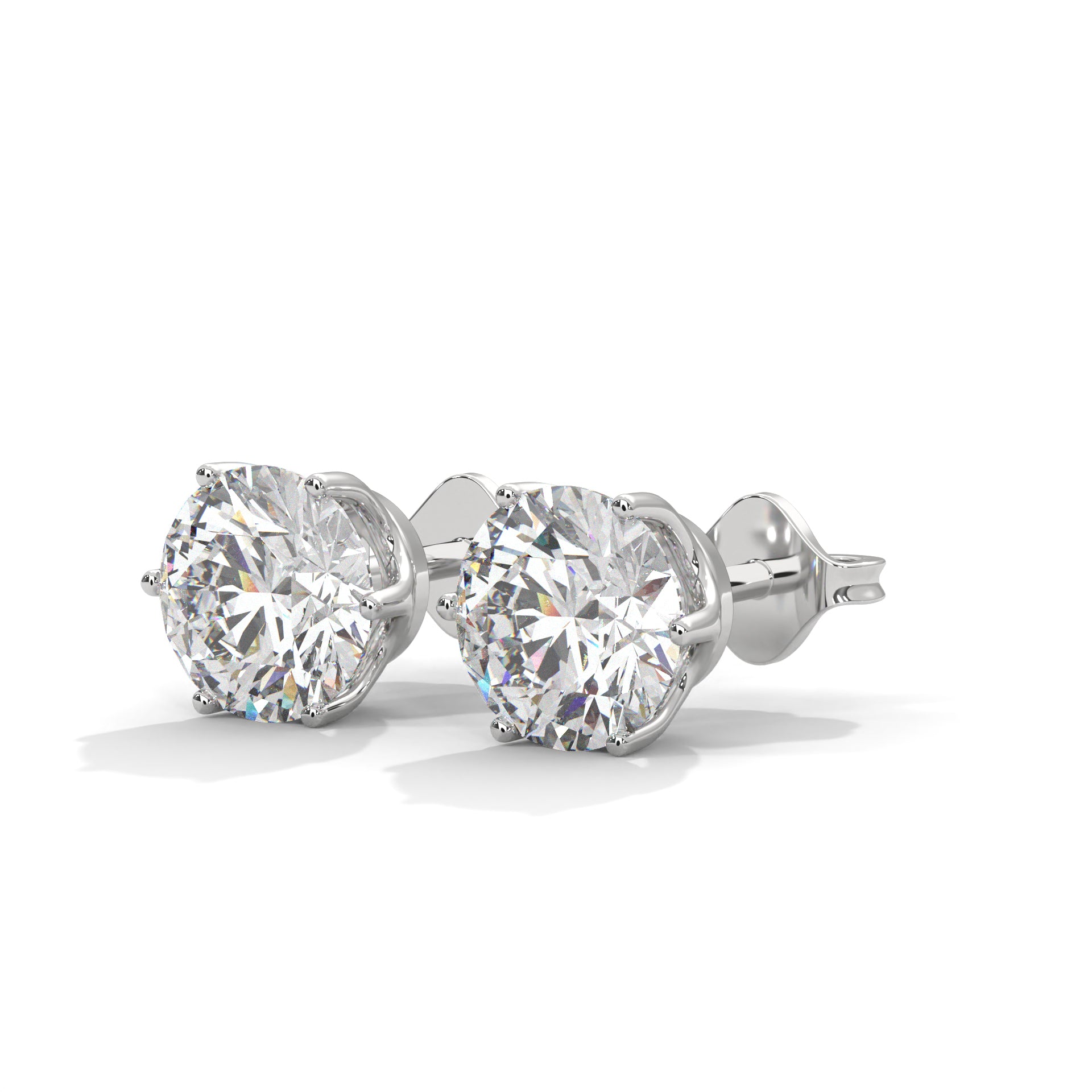 Classic Round-Cut Diamond Stud Earrings in 14K Gold | 2-6 CTW