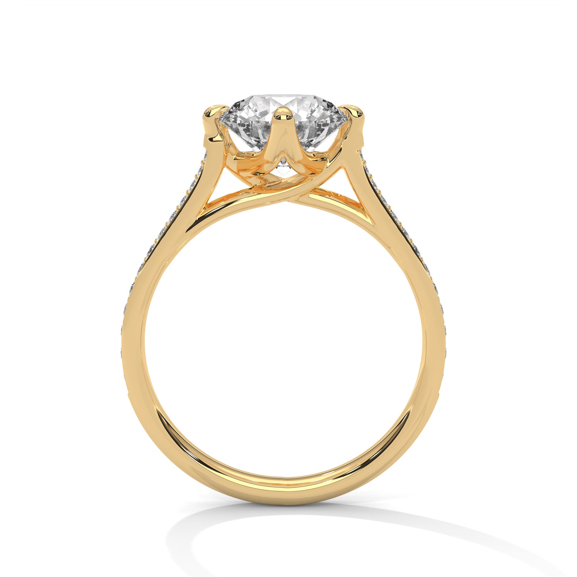 Celestia 2.18 CTW Round-Cut Diamond Pavé Engagement Ring | 14K & 18K Gold
