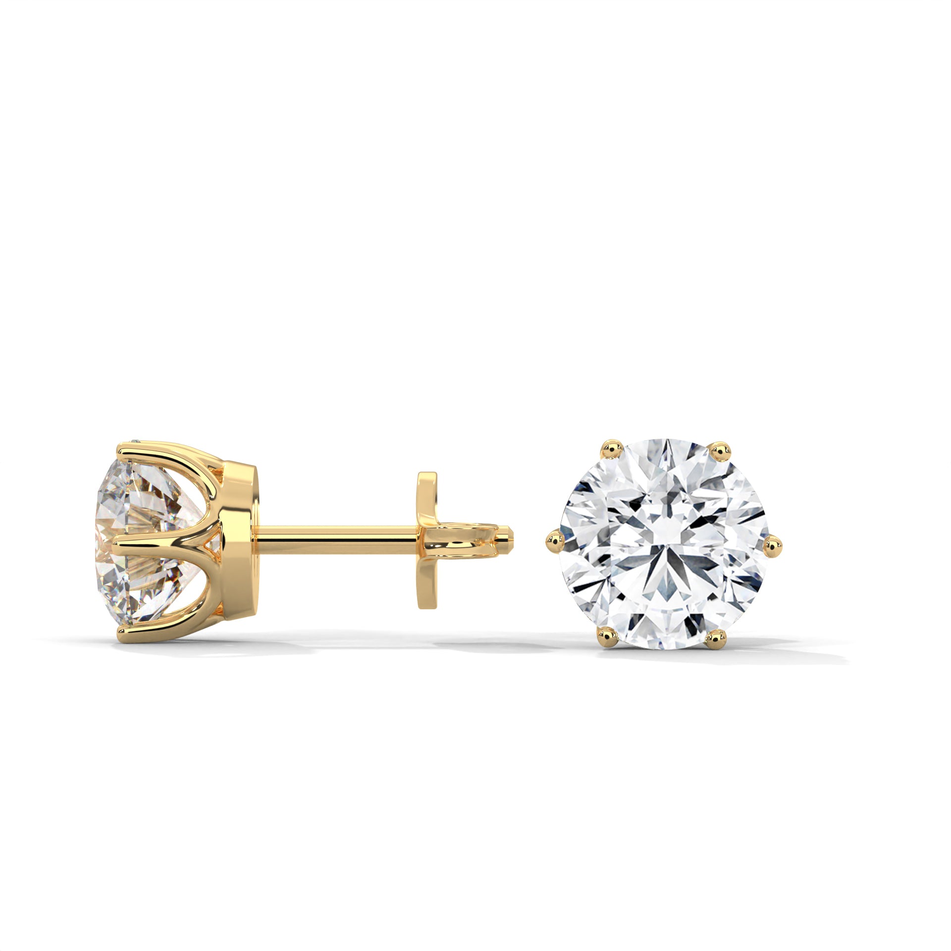 Classic Round-Cut Diamond Stud Earrings in 14K Gold | 2-6 CTW