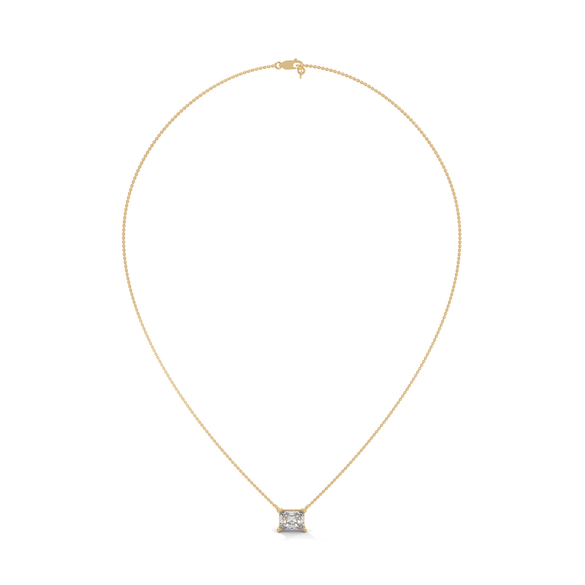 Timeless Brilliance Emerald-Cut Diamond Pendant Necklace 1.50ct | 14K Gold | 16”&18” Chain