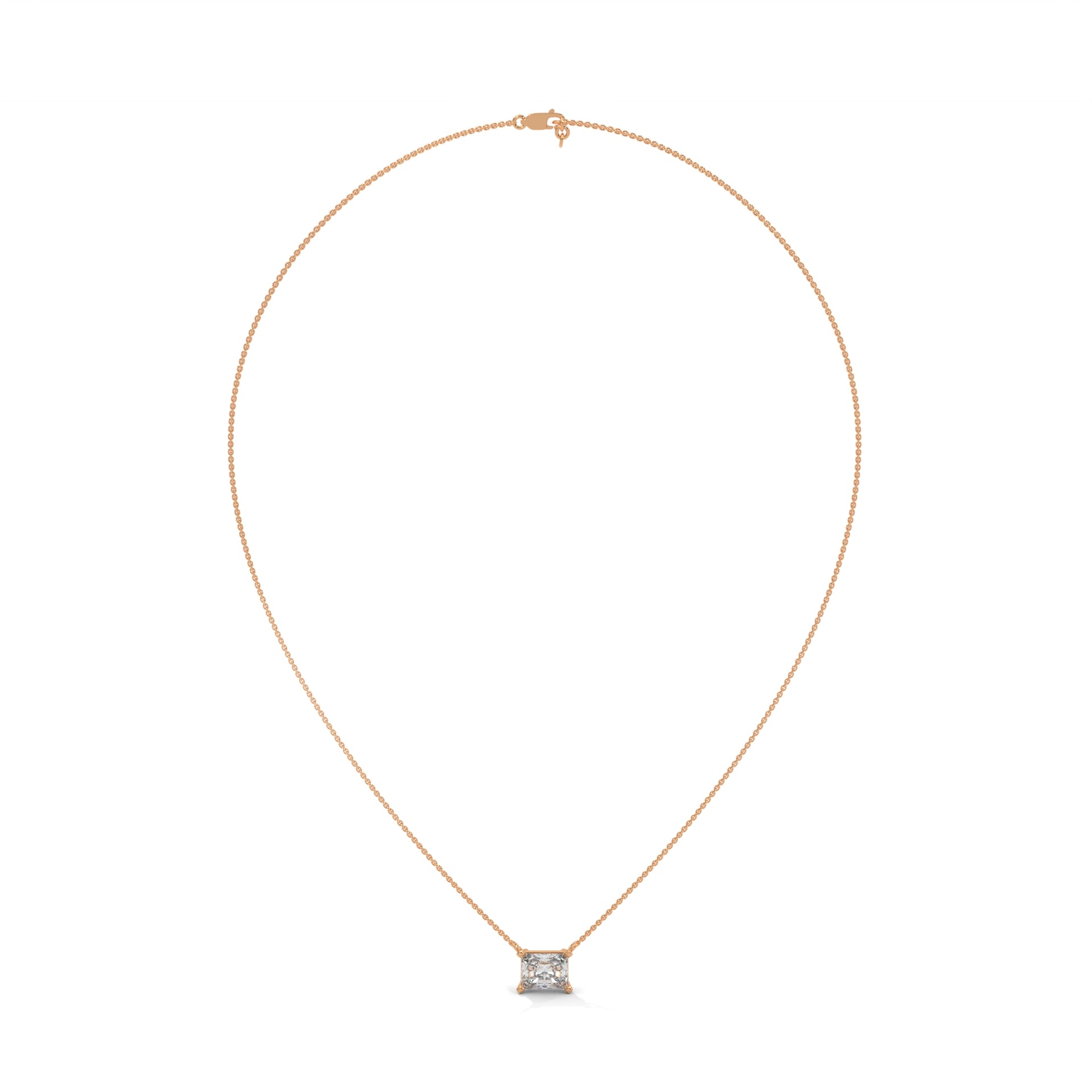 Timeless Brilliance Emerald-Cut Diamond Pendant Necklace 1.50ct | 14K Gold | 16”&18” Chain