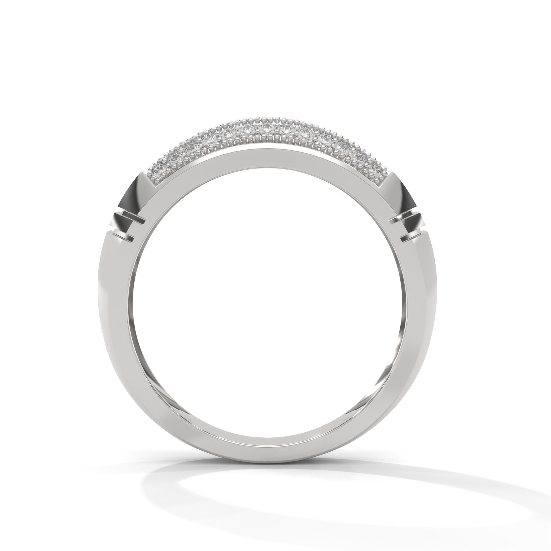 Titanium 0.66 CTW Round Lab-Grown Diamond Curved Men's Ring