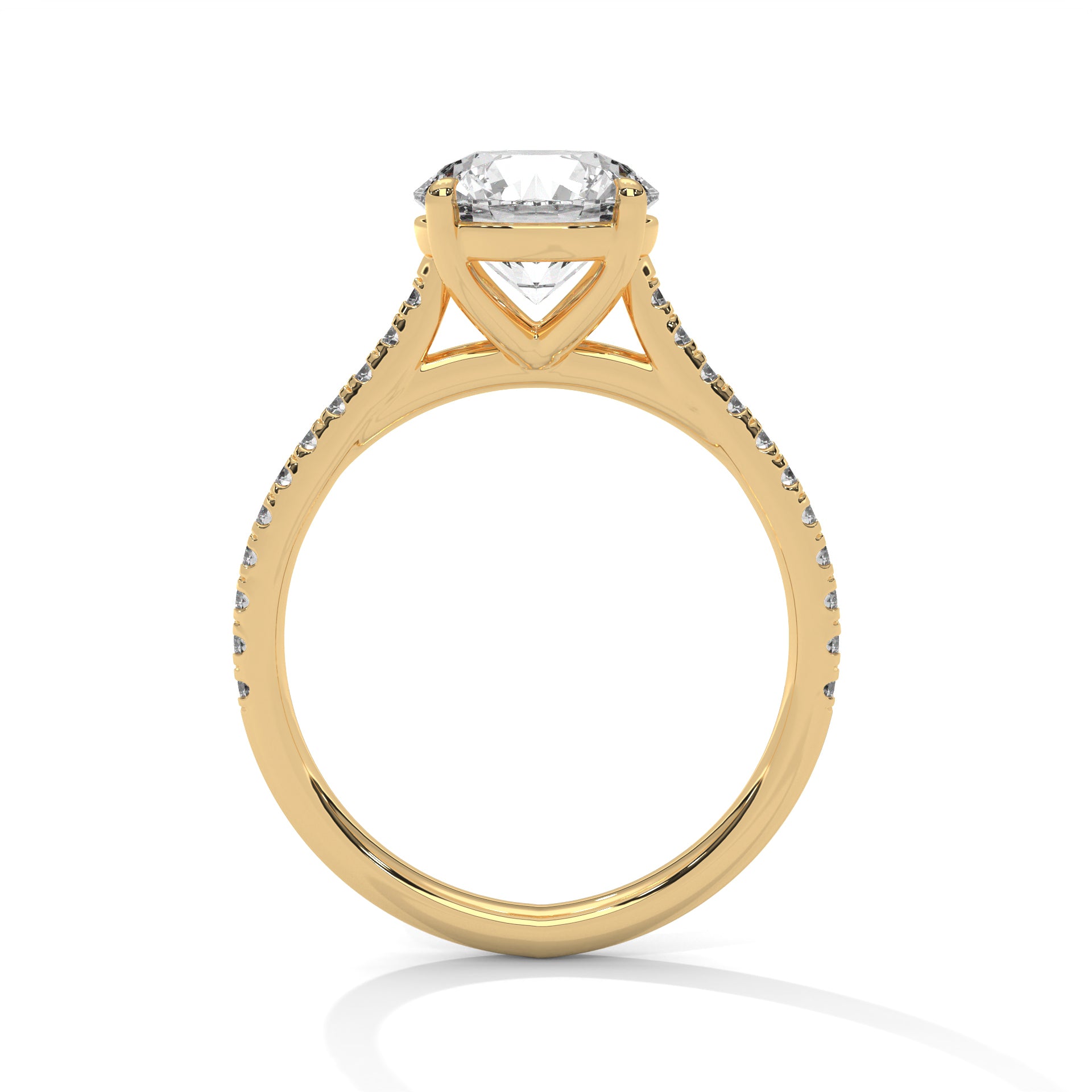 Celestia 2.22 CTW Round-Cut Diamond Pavé Engagement Gold Ring