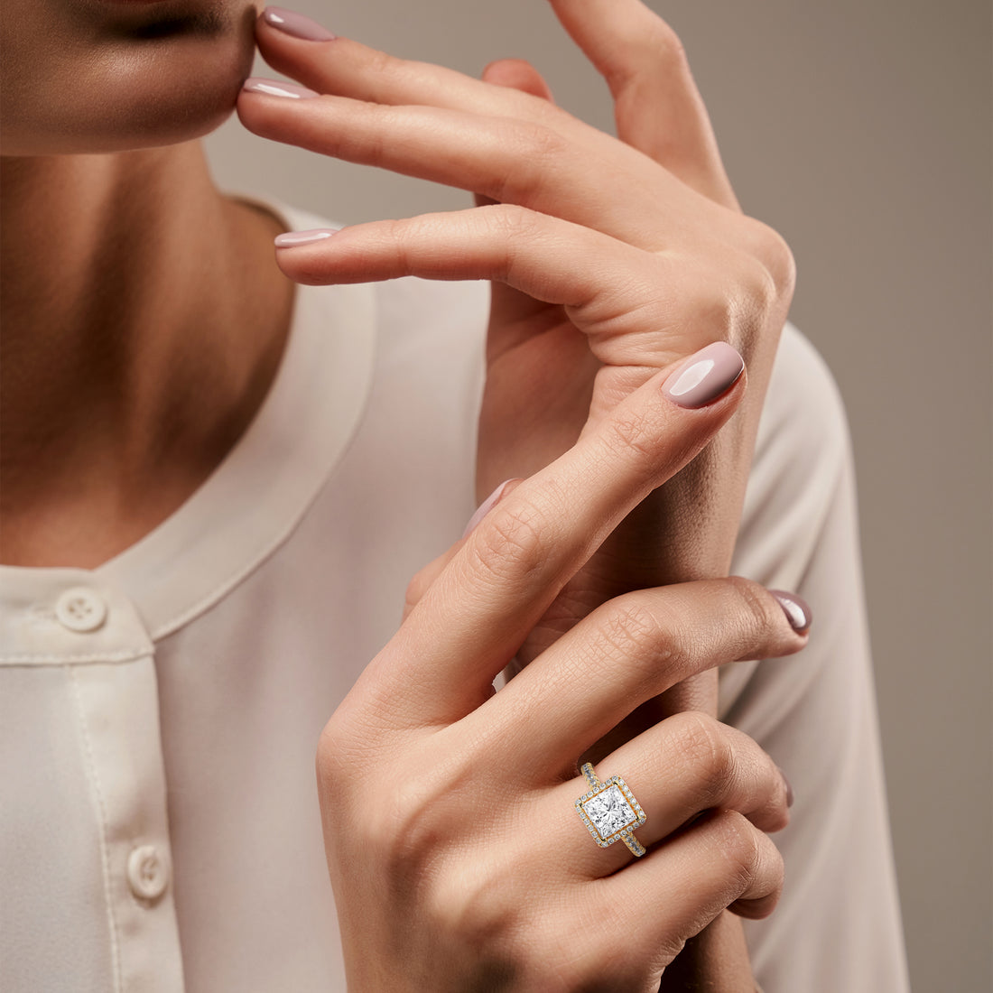 Halo Princess-Cut 1.5 CTW Lab Grown Diamond Ring | 2.07 CTW