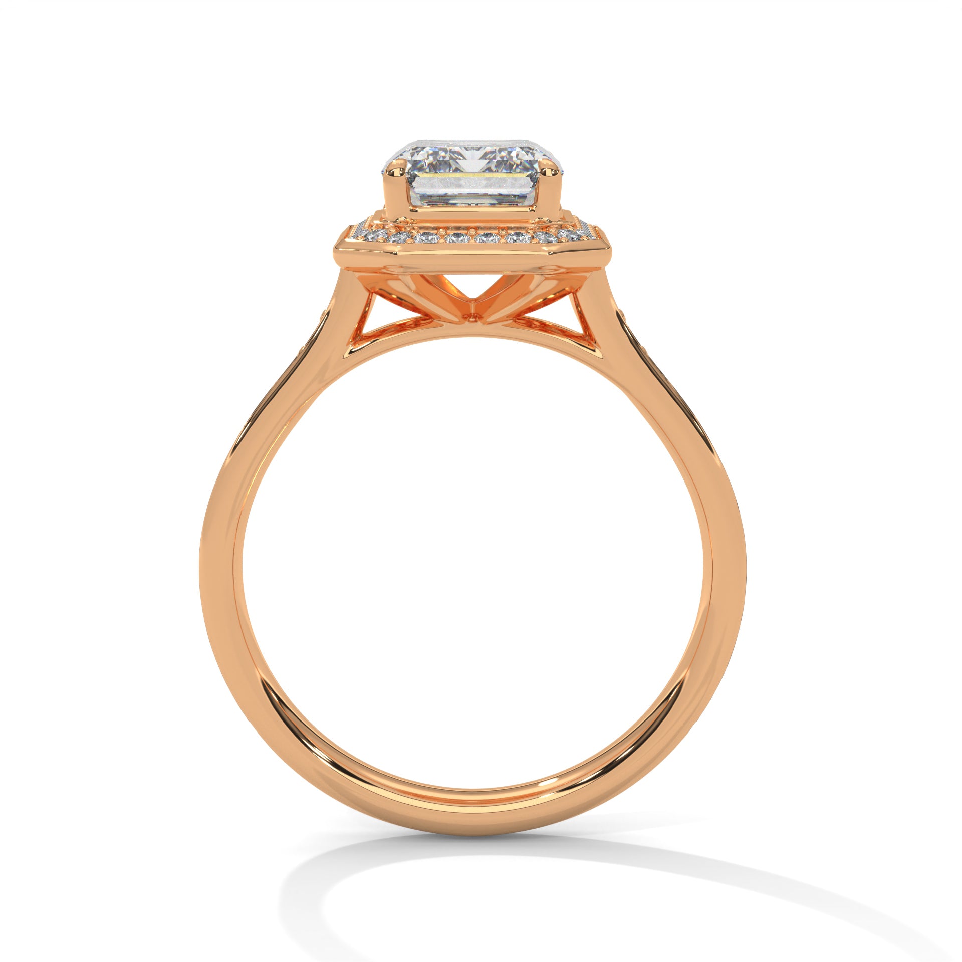 Halo-Set Emerald-Cut Lab Grown Diamond Ring | 3.46 CTW