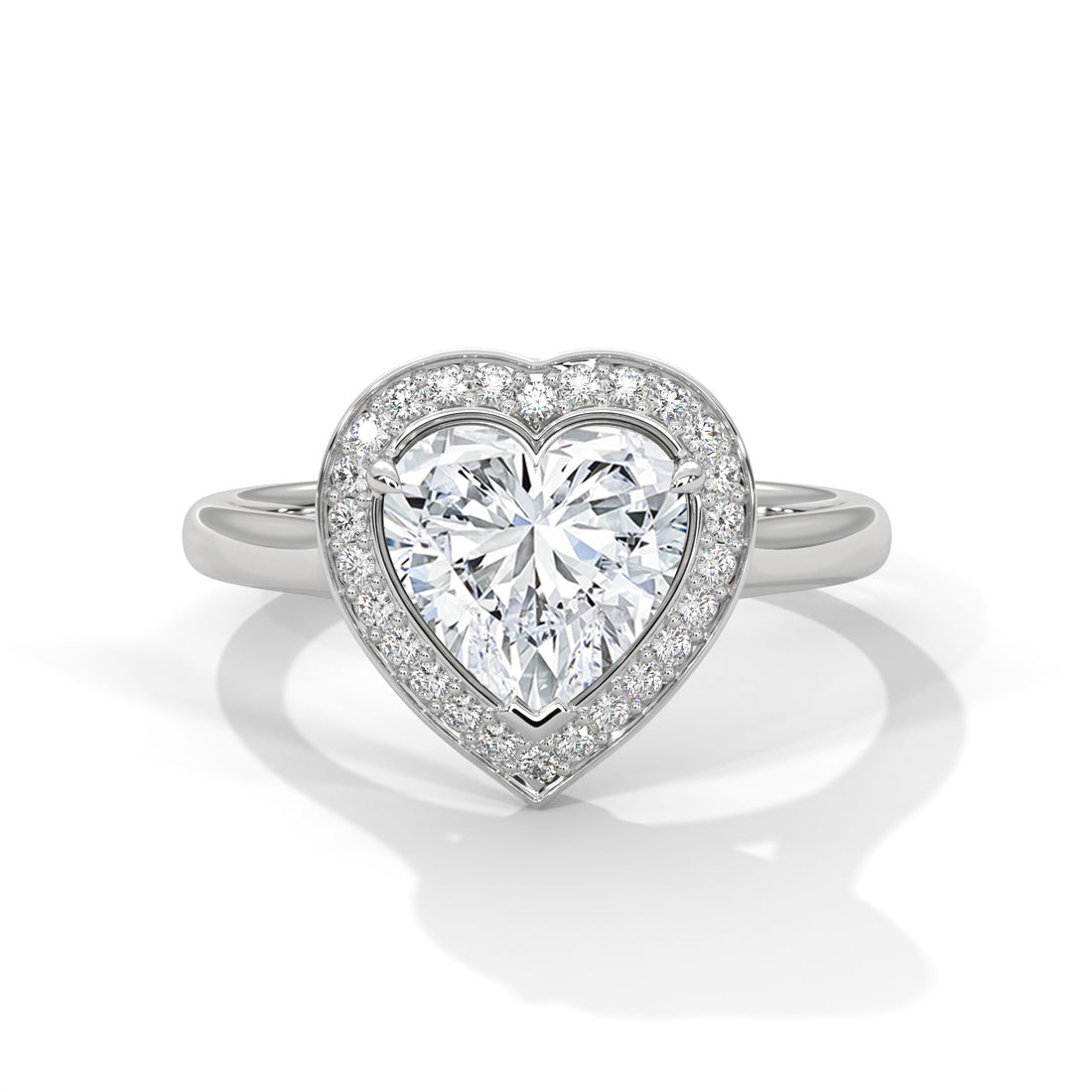 Halo-Set 1.5ctw Heart-Cut Lab Grown Diamond Engagement Ring | 1.66 CTW