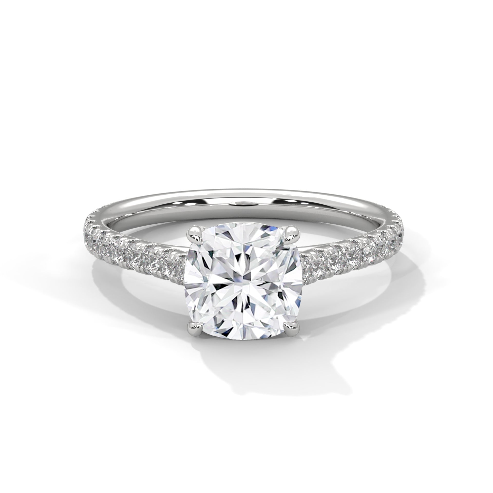 Brilliant Grace 1.5 CT Cushion-Cut Lab Grown Diamond Pave Ring | 1.90 CTW