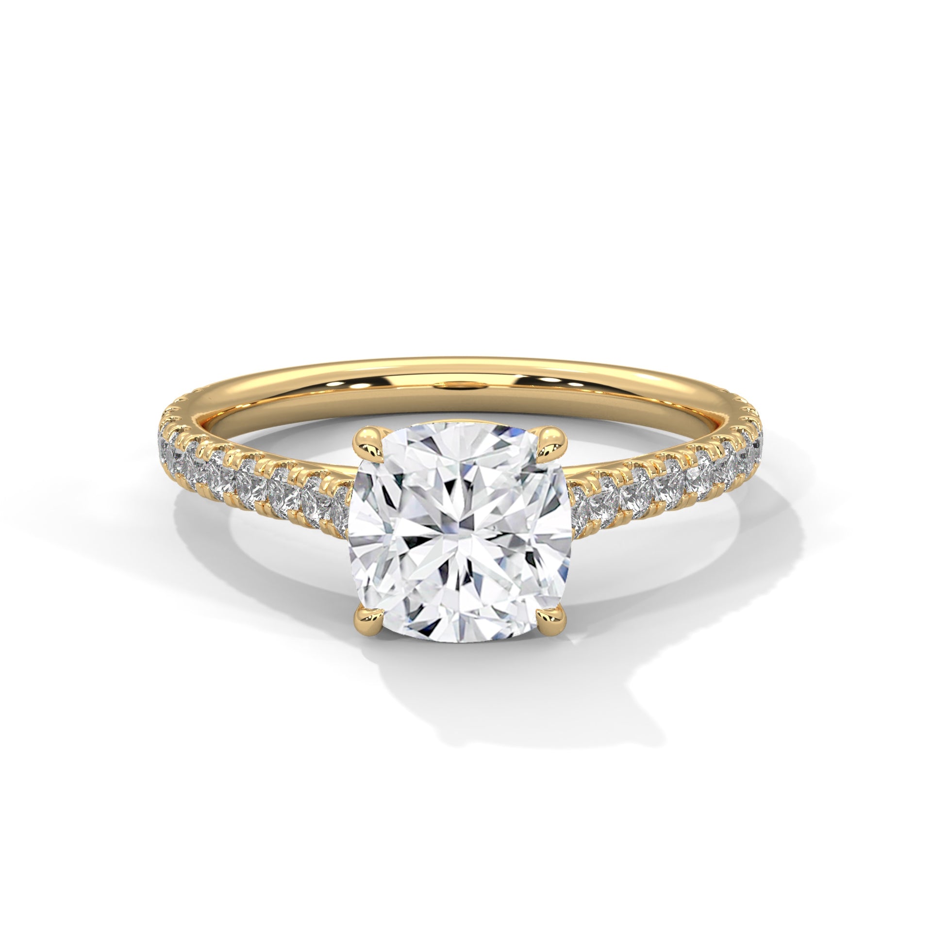 Brilliant Grace 1.5 CT Cushion-Cut Lab Grown Diamond Pave Ring | 1.90 CTW