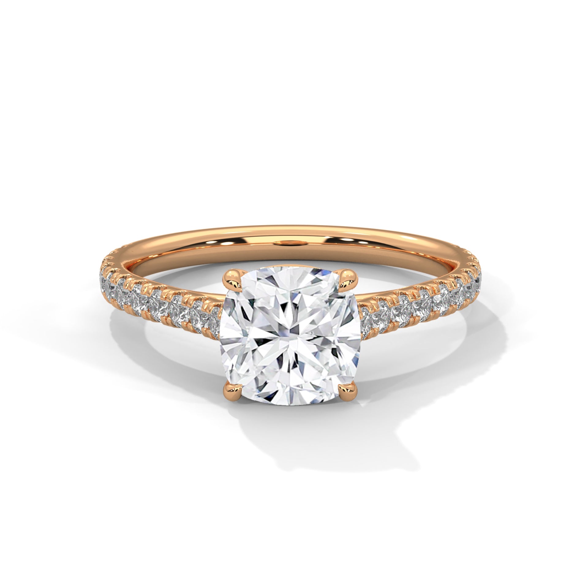 Brilliant Grace 1.5 CT Cushion-Cut Lab Grown Diamond Pave Ring | 1.90 CTW