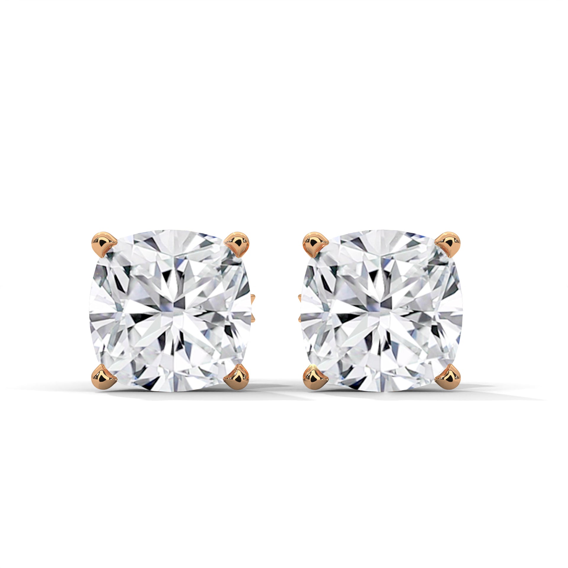 Brilliant Cushion-Cut Diamond Stud Earrings in 14K Gold | 2-6 CTW