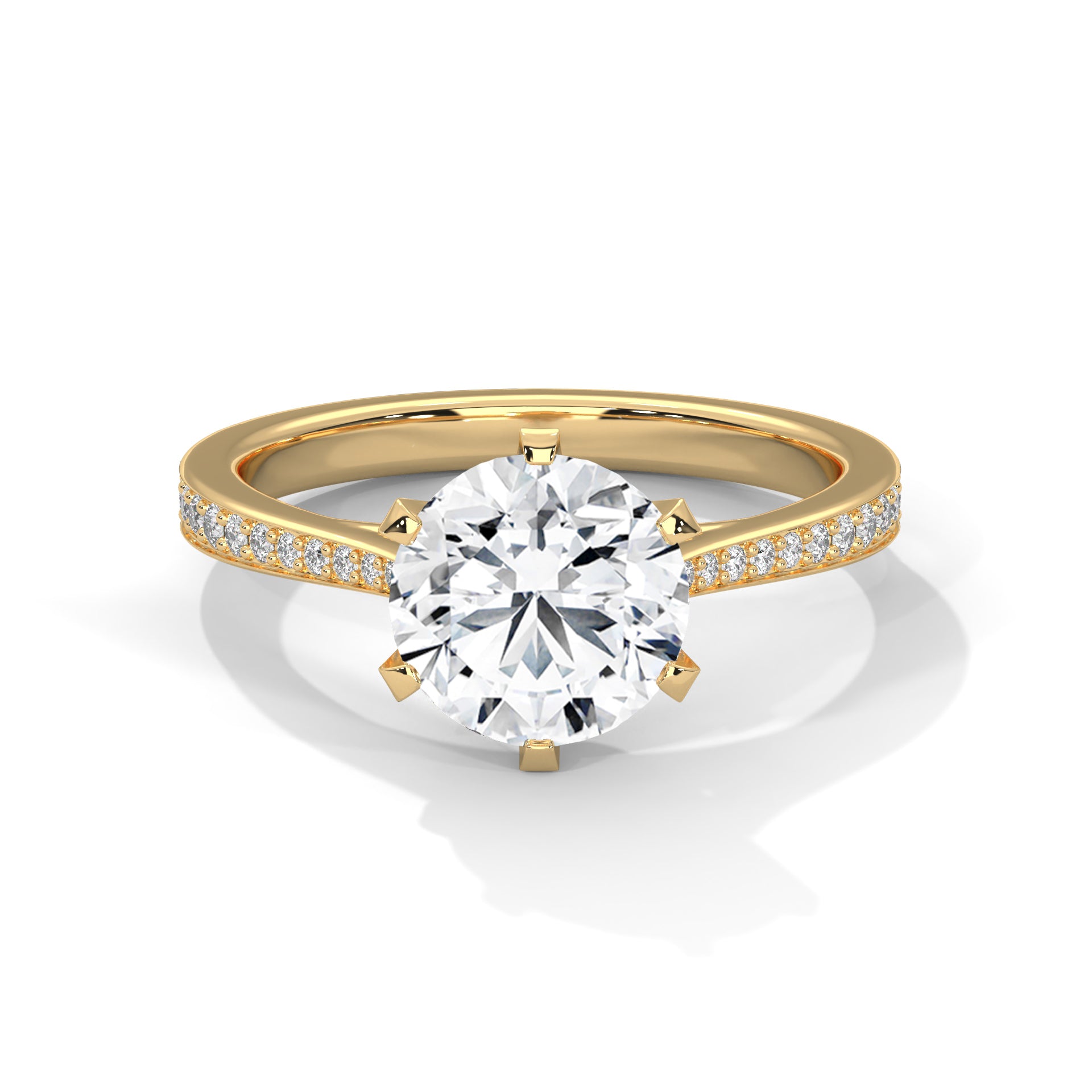 Brilliance 2.22 CTW Round-Cut Diamond Engagement Gold RIng