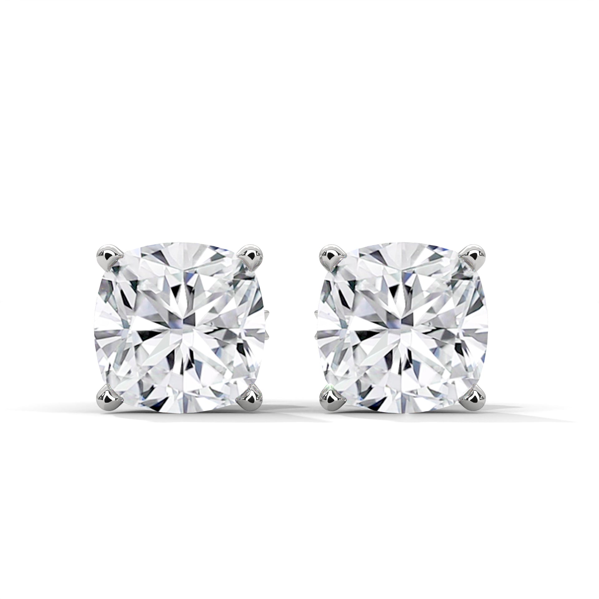 Brilliant Cushion-Cut Diamond Stud Earrings in 14K Gold | 2-6 CTW