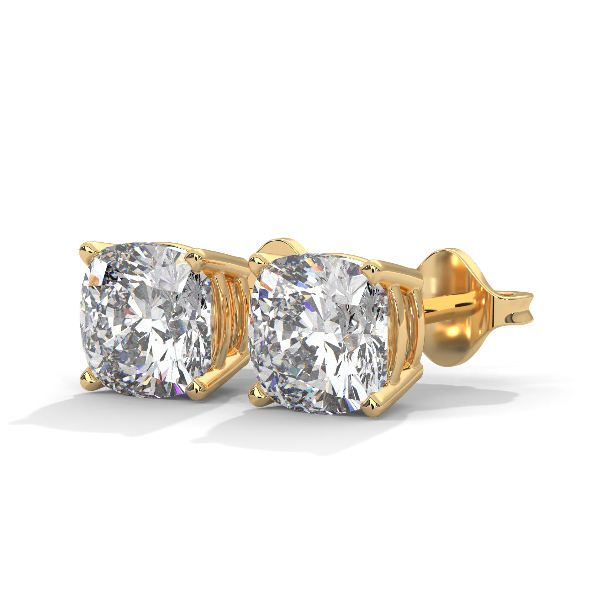 Brilliant Cushion-Cut Diamond Stud Earrings in 14K Gold | 2-6 CTW