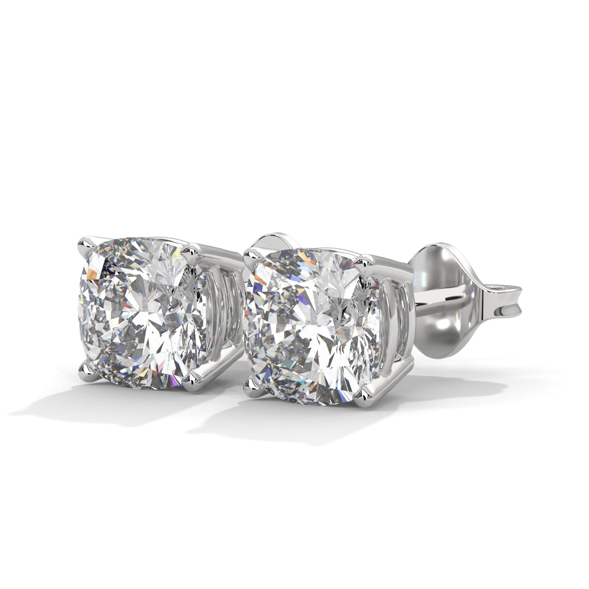 Brilliant Cushion-Cut Diamond Stud Earrings in 14K Gold | 2-6 CTW