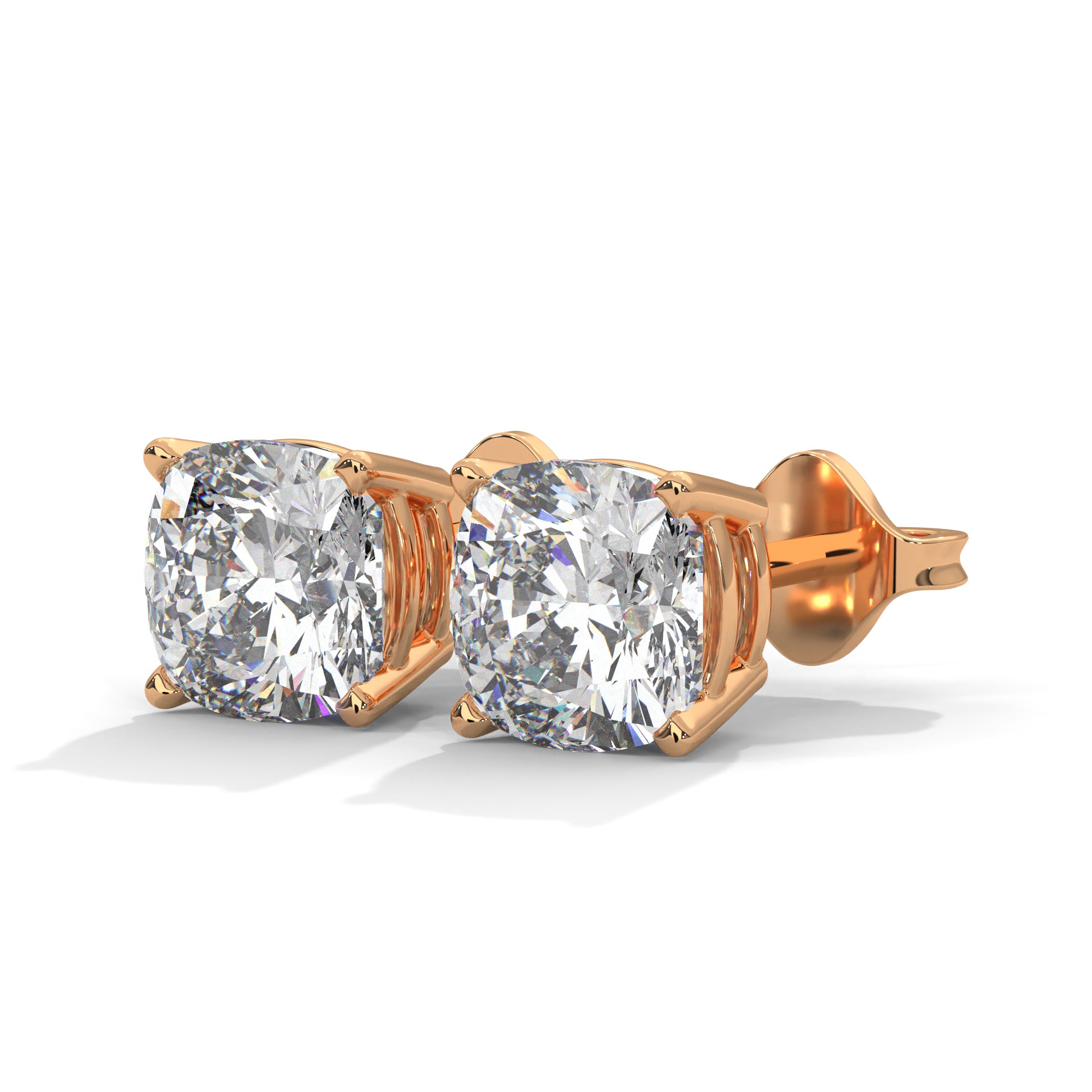 Brilliant Cushion-Cut Diamond Stud Earrings in 14K Gold | 2-6 CTW