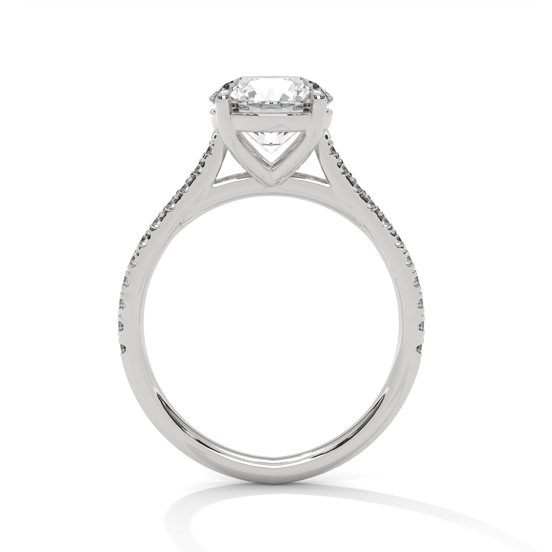 Celestia 2.22 CTW Round-Cut Diamond Pavé Engagement Gold Ring