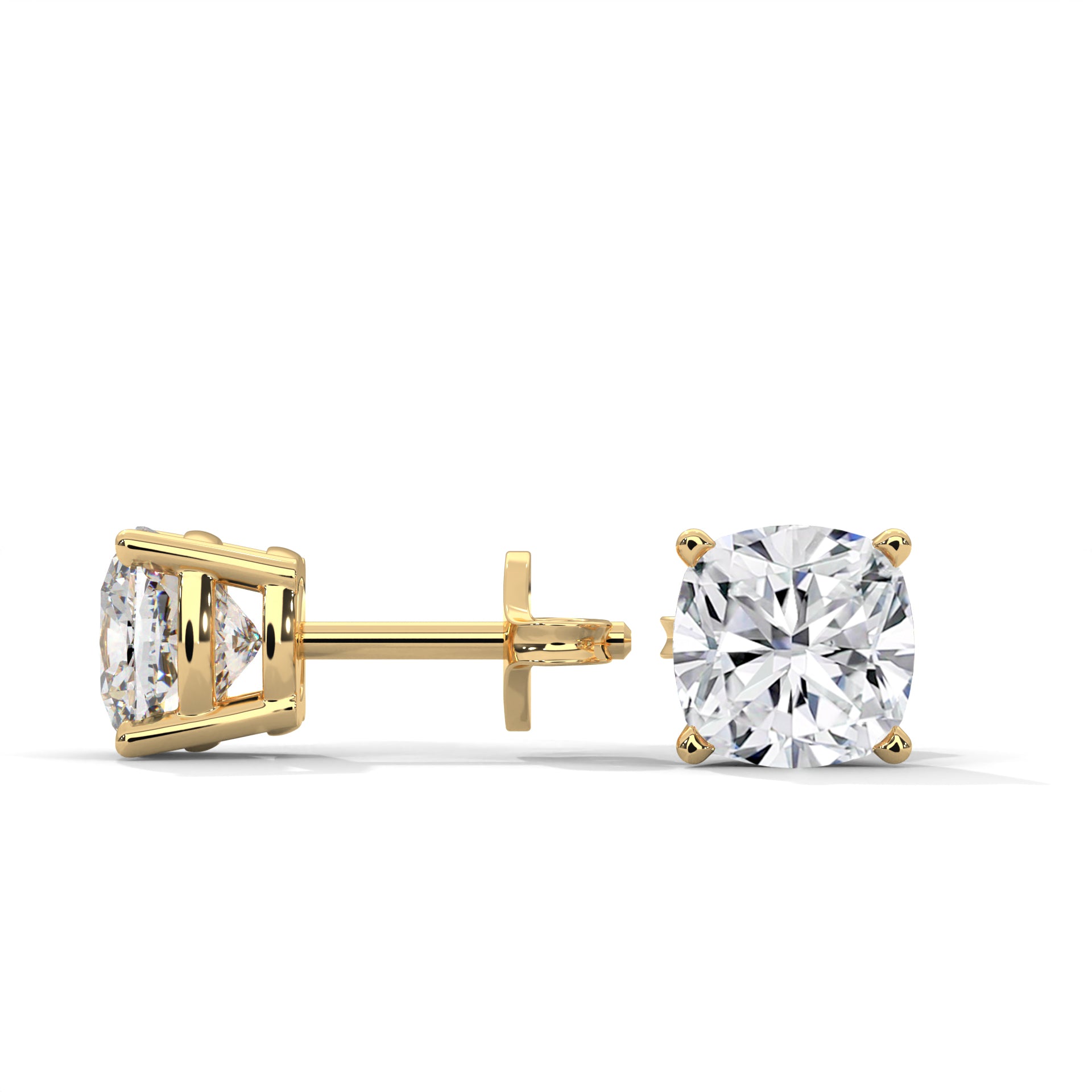 Brilliant Cushion-Cut Diamond Stud Earrings in 14K Gold | 2-6 CTW
