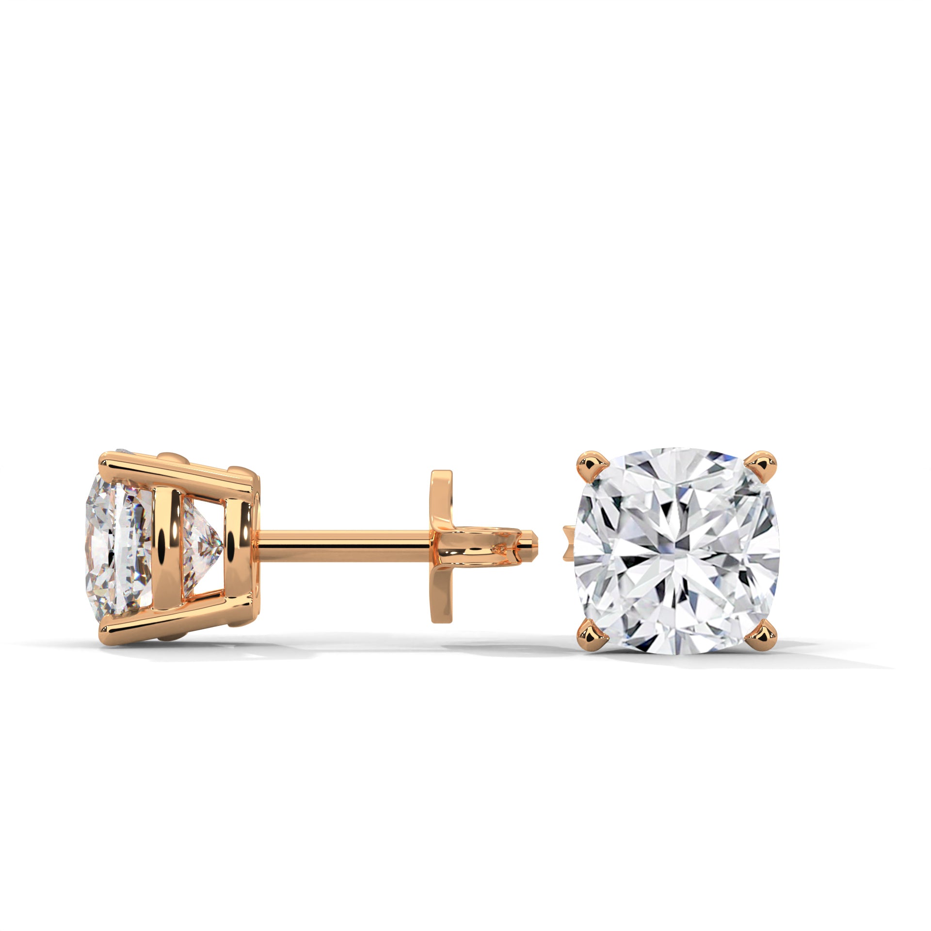 Brilliant Cushion-Cut Diamond Stud Earrings in 14K Gold | 2-6 CTW