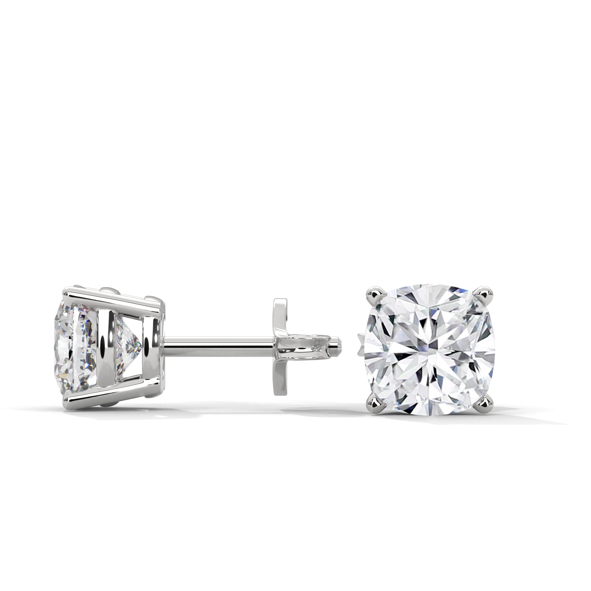 Brilliant Cushion-Cut Diamond Stud Earrings in 14K Gold | 2-6 CTW