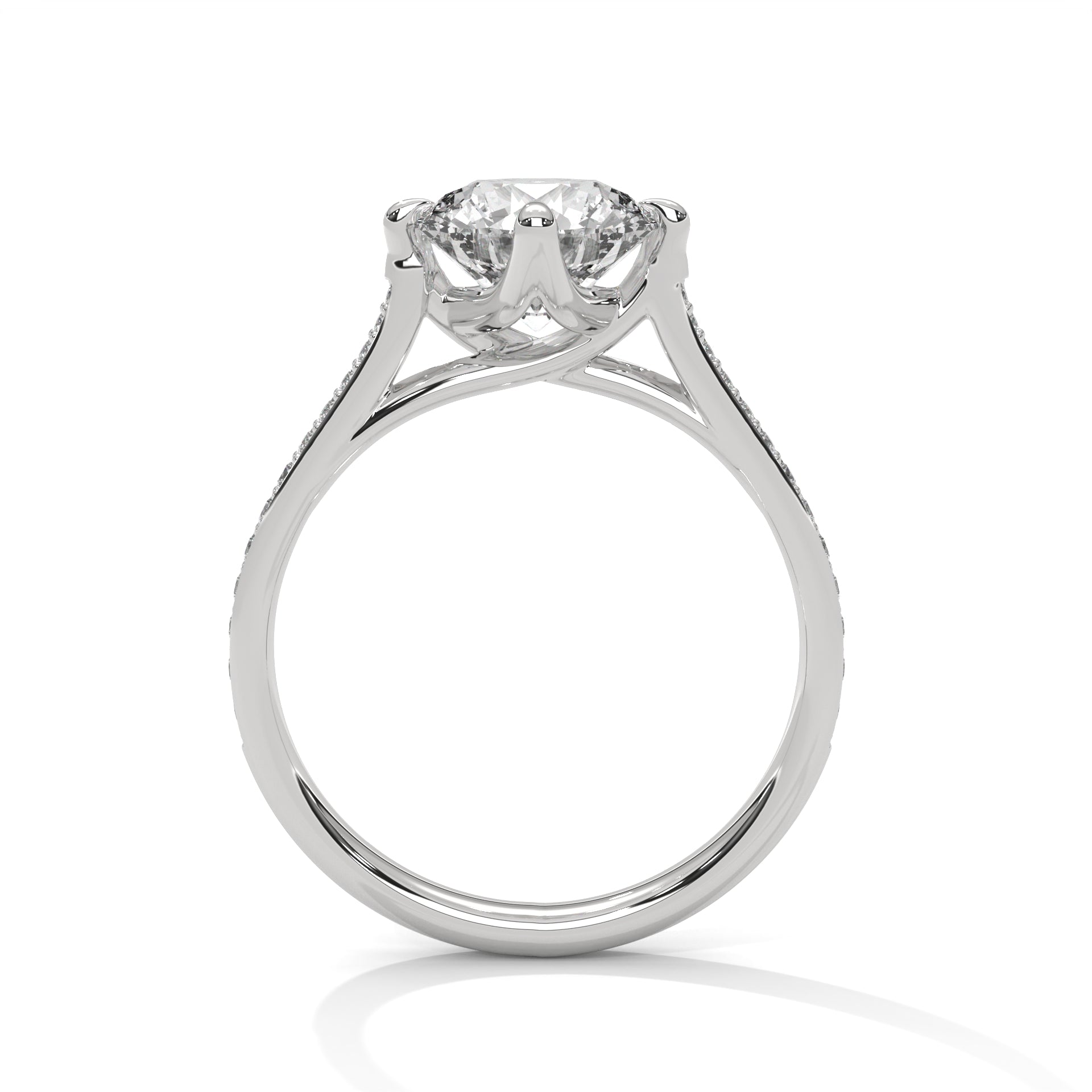 Celestia 2.18 CTW Round-Cut Diamond Pavé Engagement Ring | 14K & 18K Gold